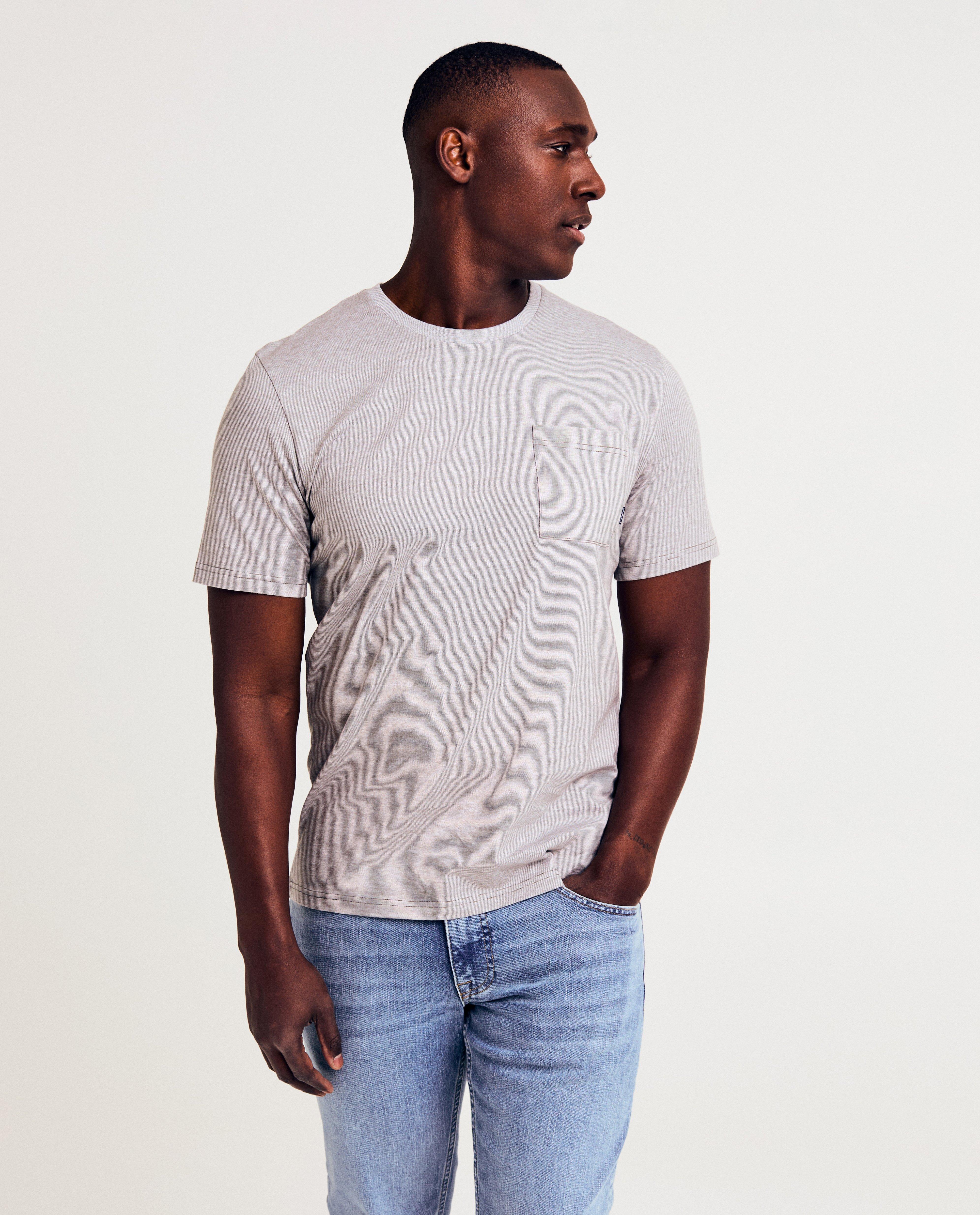Grijs T-shirt met fijne strepen - null - Quarterback