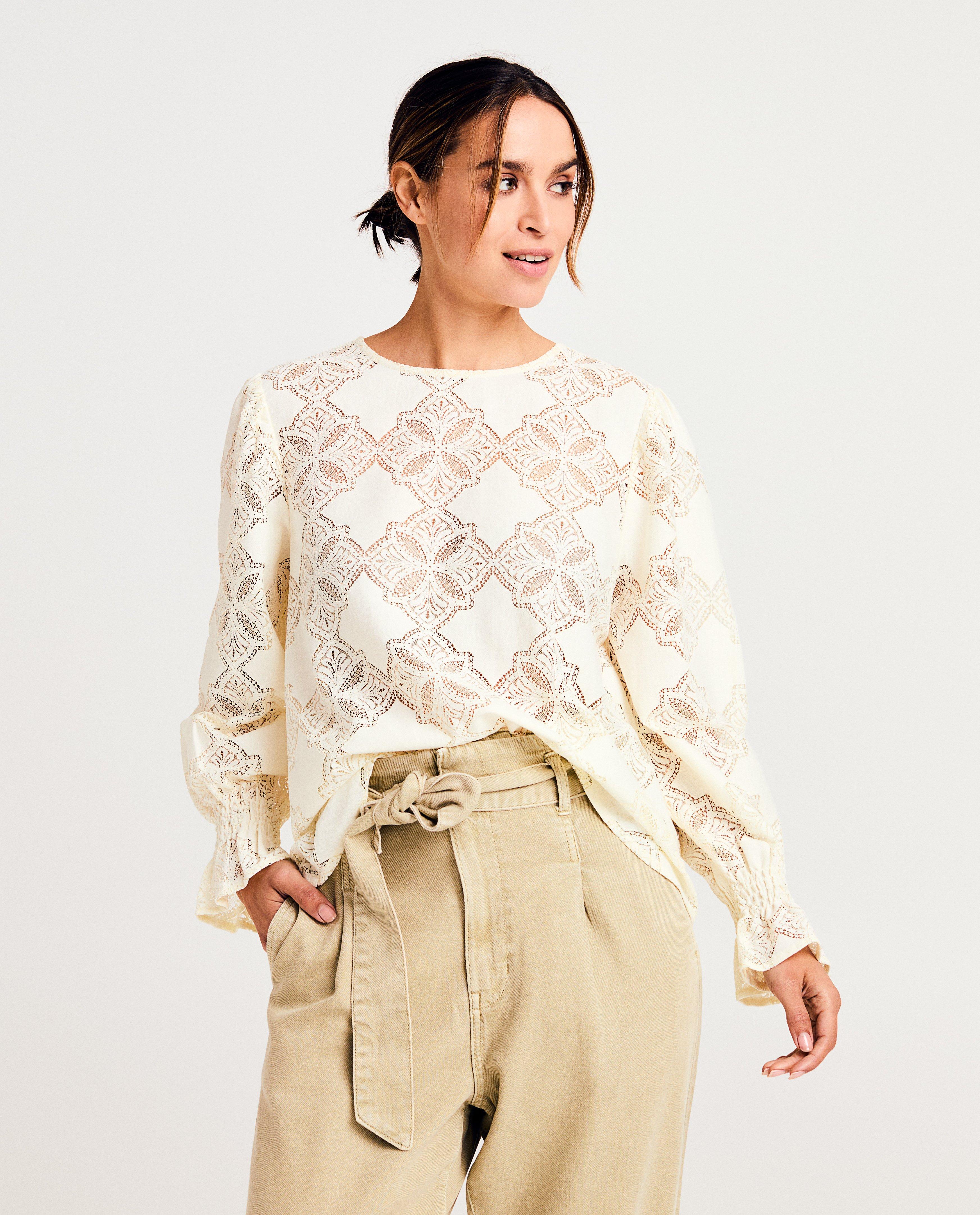Blouse met kanten patroon - null - Sora