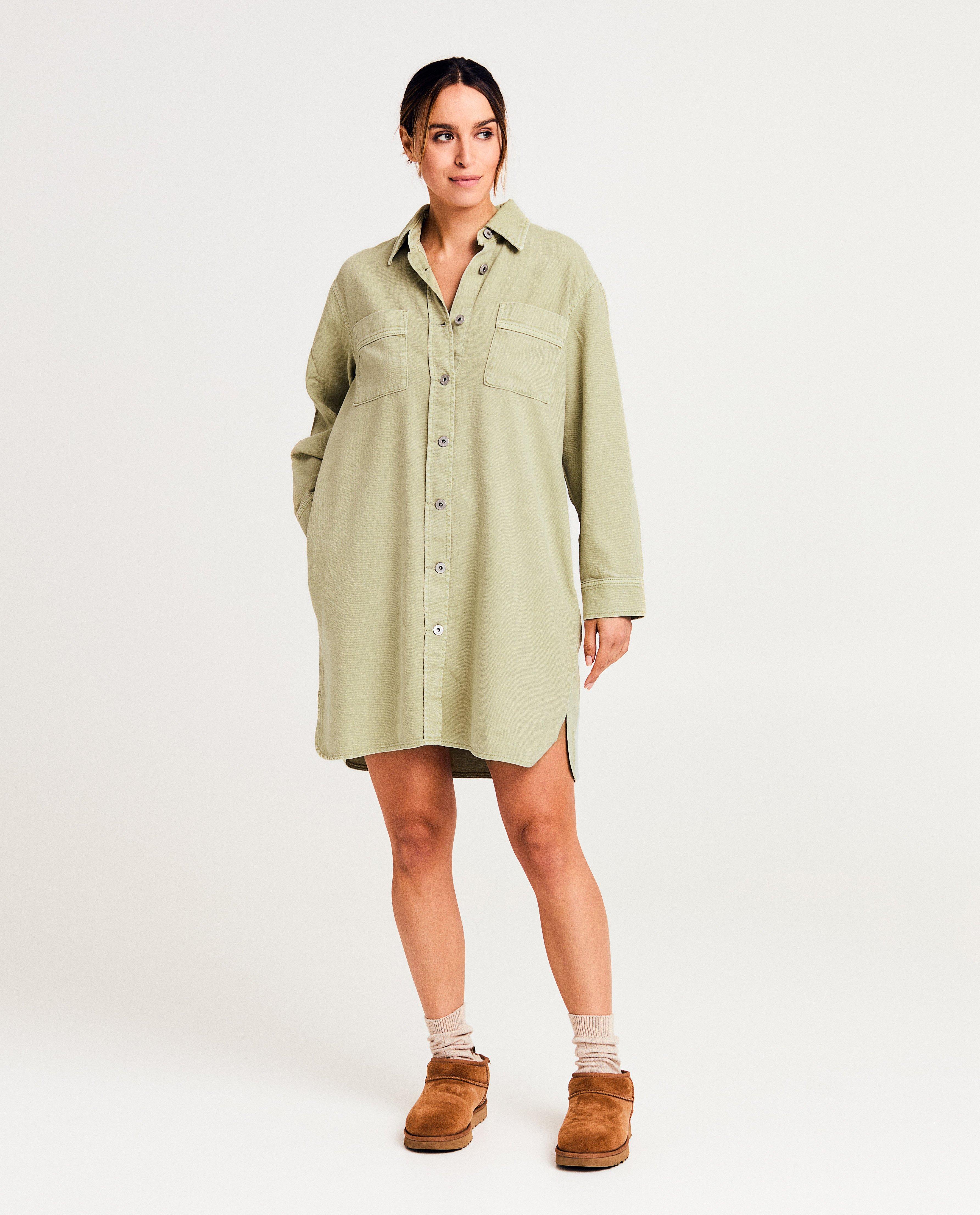 Kleedjes - Groene jeansjurk