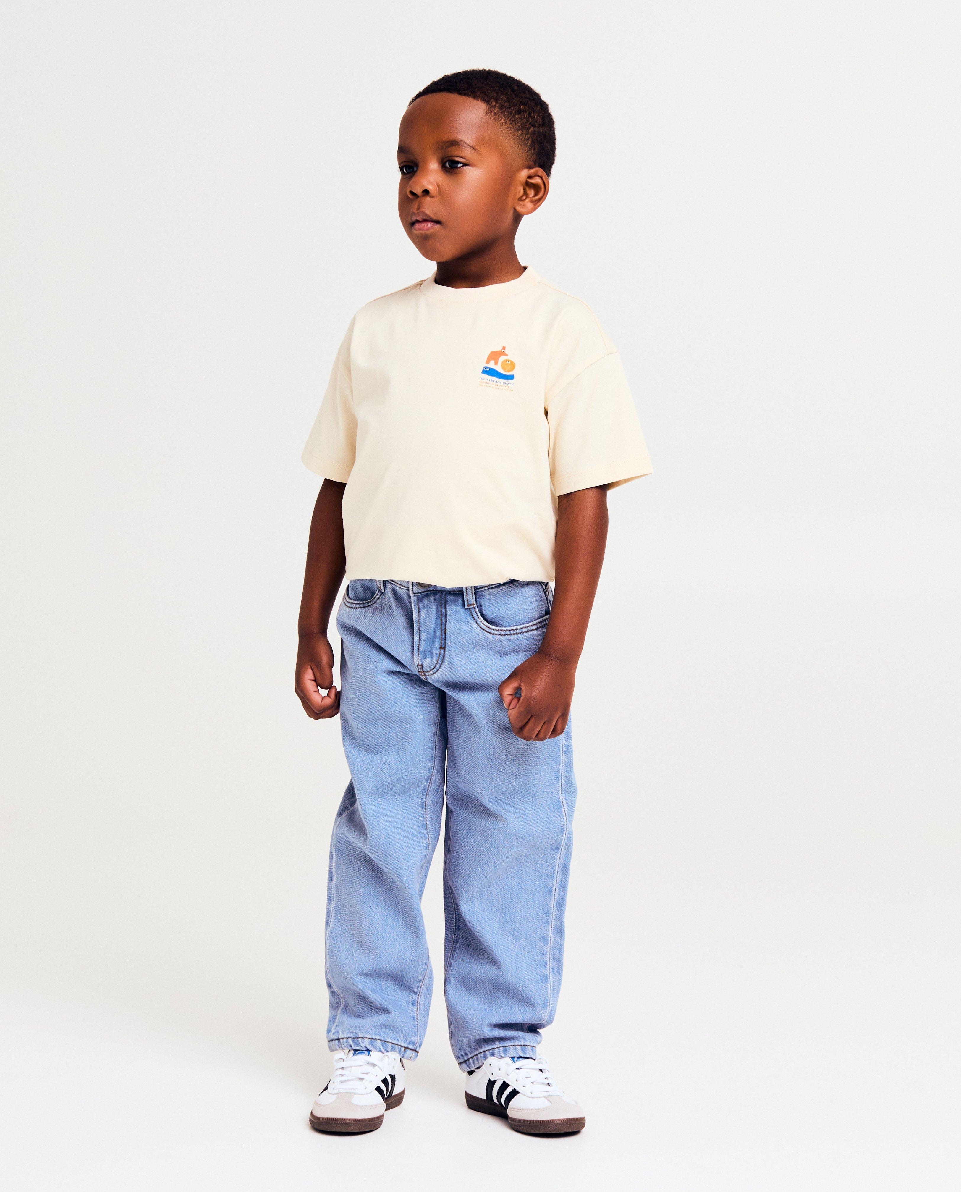 Jeansbroek met geborduurde figuren, baggy fit - null - Kidz Nation