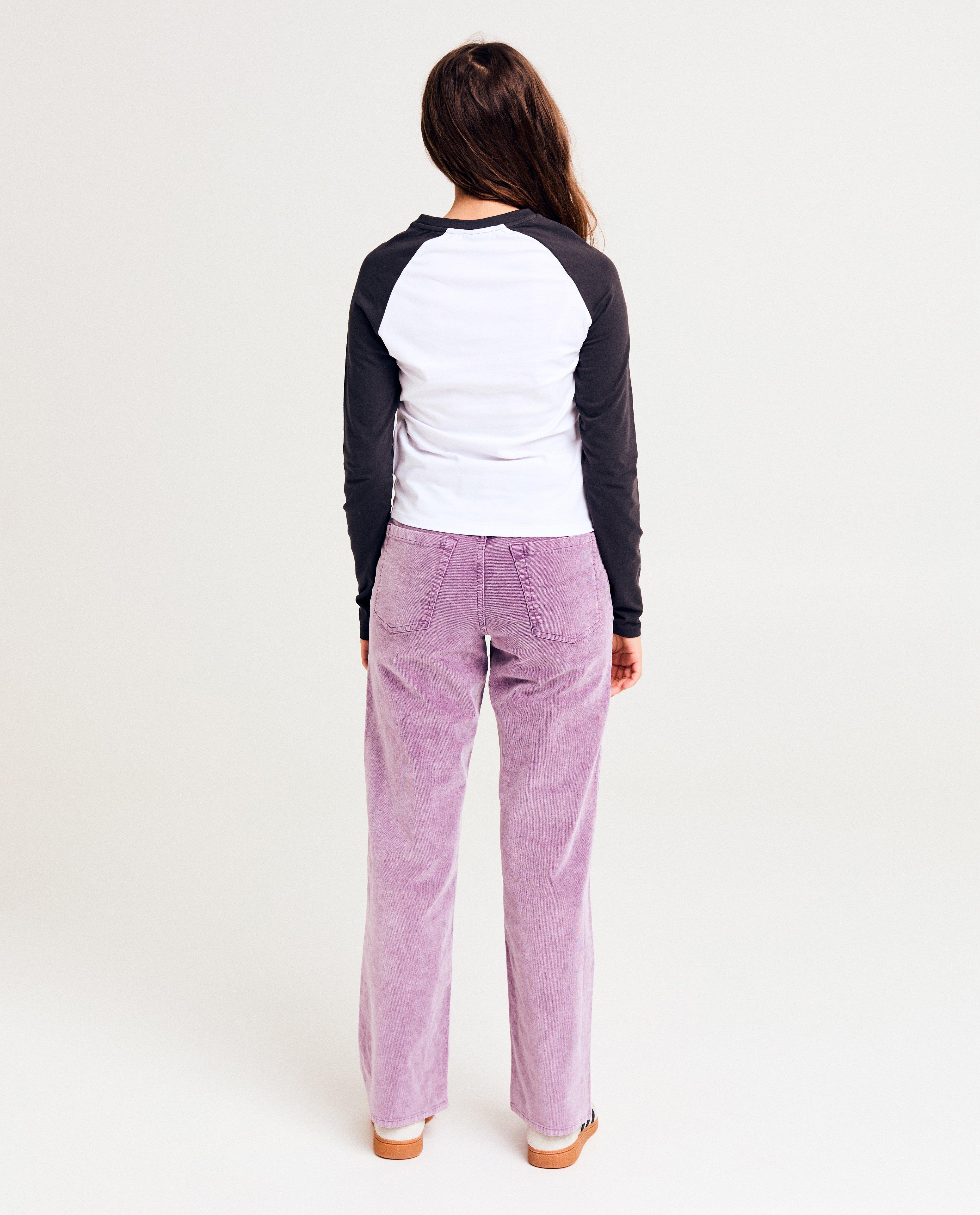 Broeken - Paarse broek van ribfluweel, straight fit