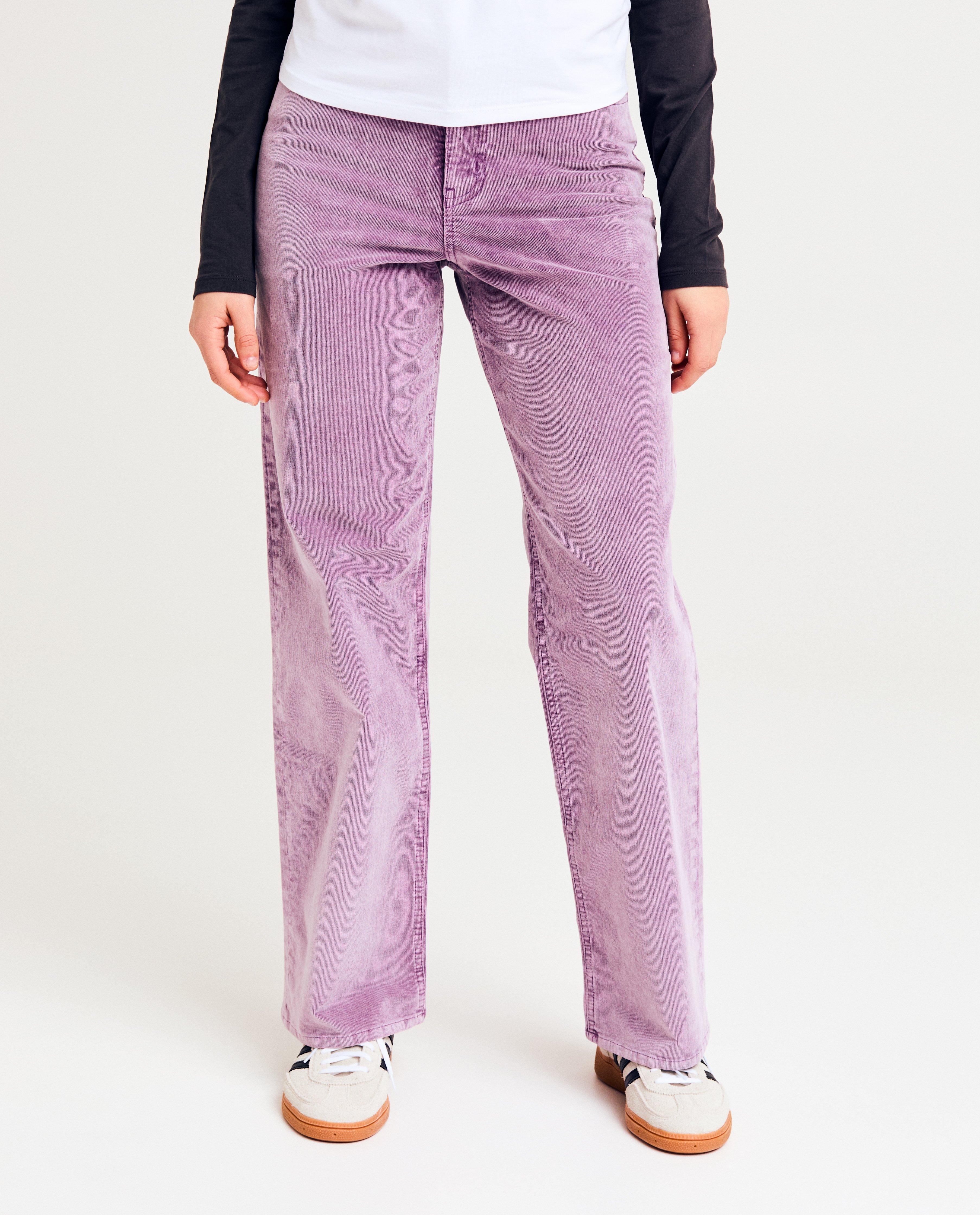 Broeken - Paarse broek van ribfluweel, straight fit