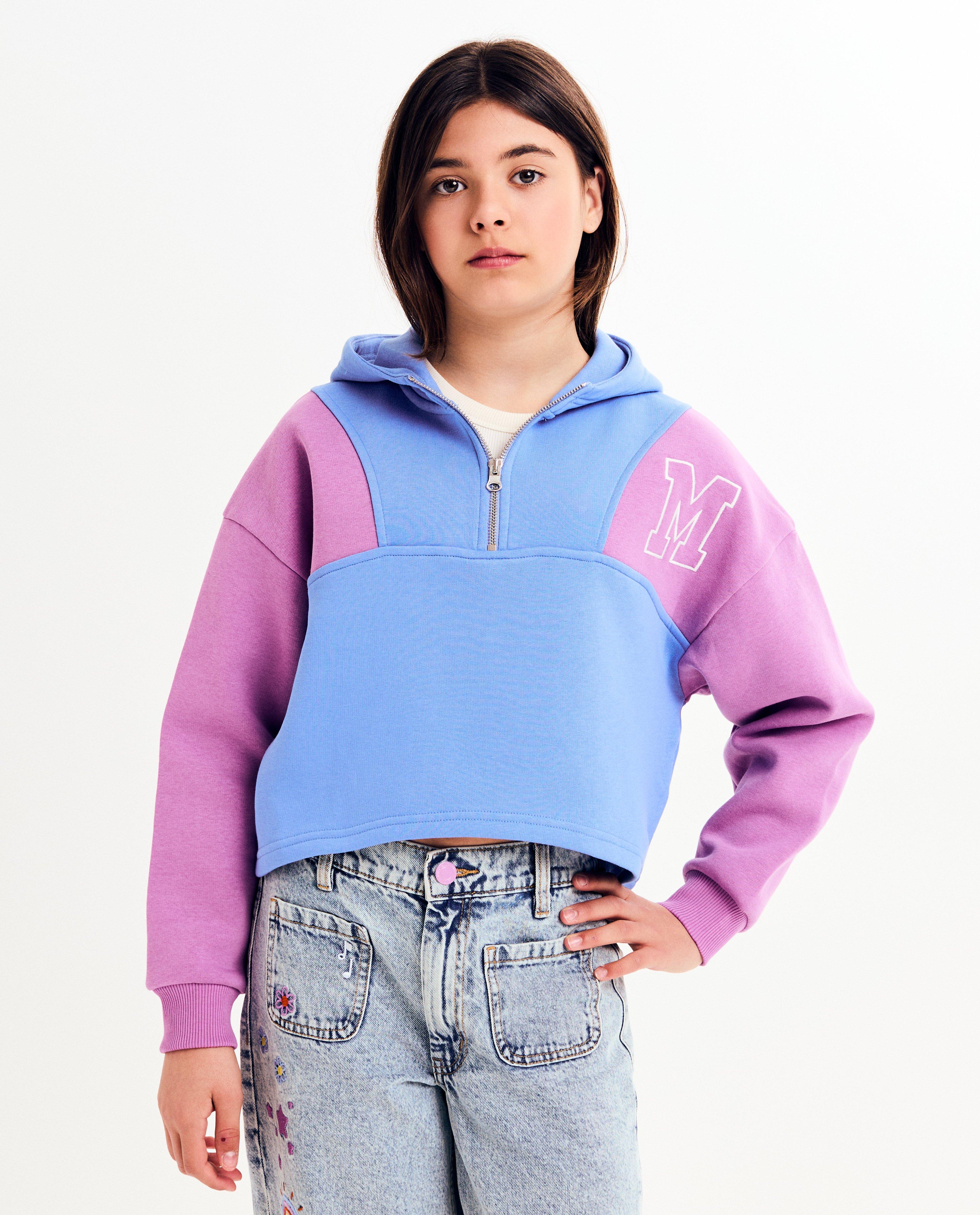 Hoodie met color block, cropped fit, 6-14 jaar - null - milo