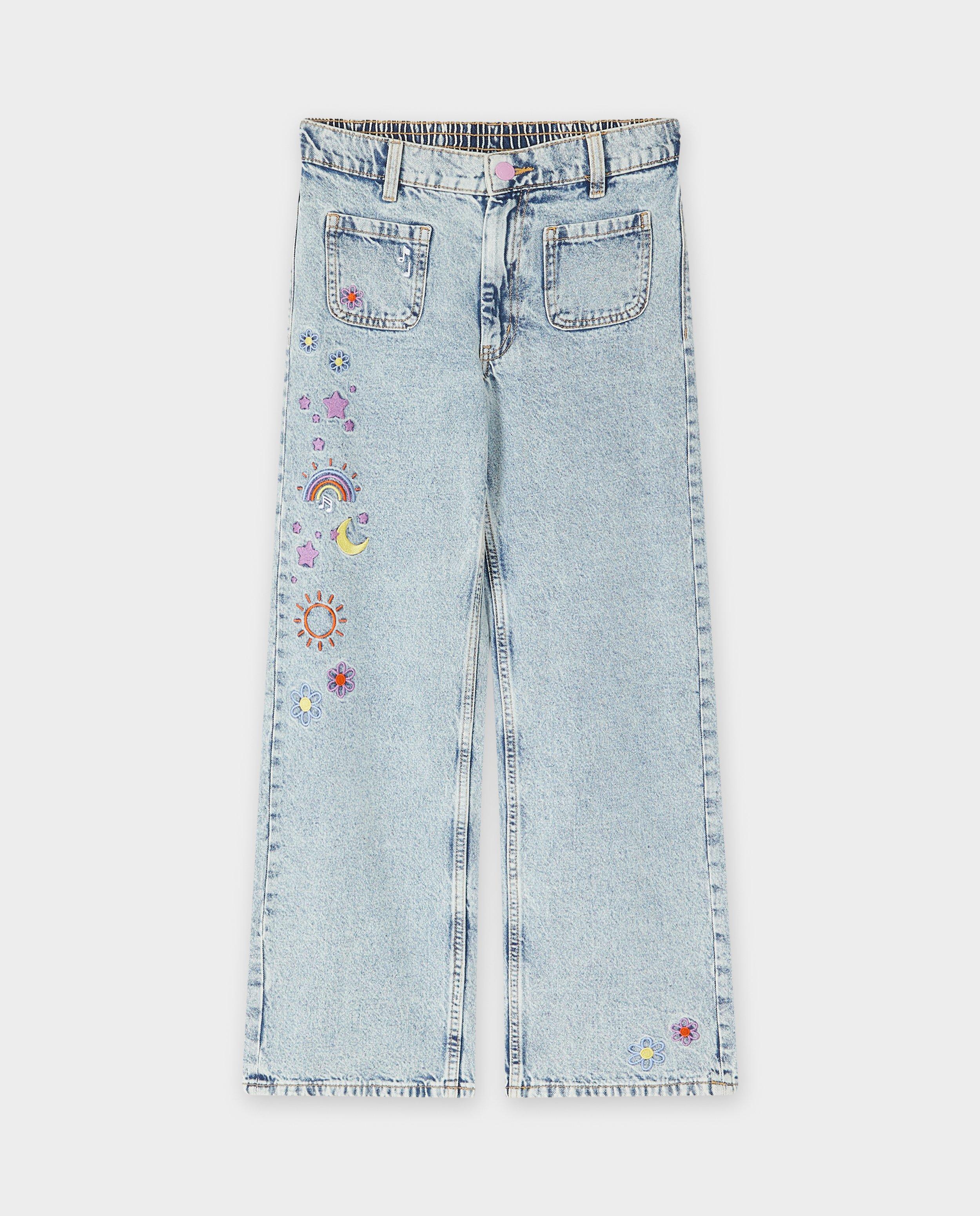 Jeans - Jeans met geborduurde figuren, straight fit, 6-14 jaar