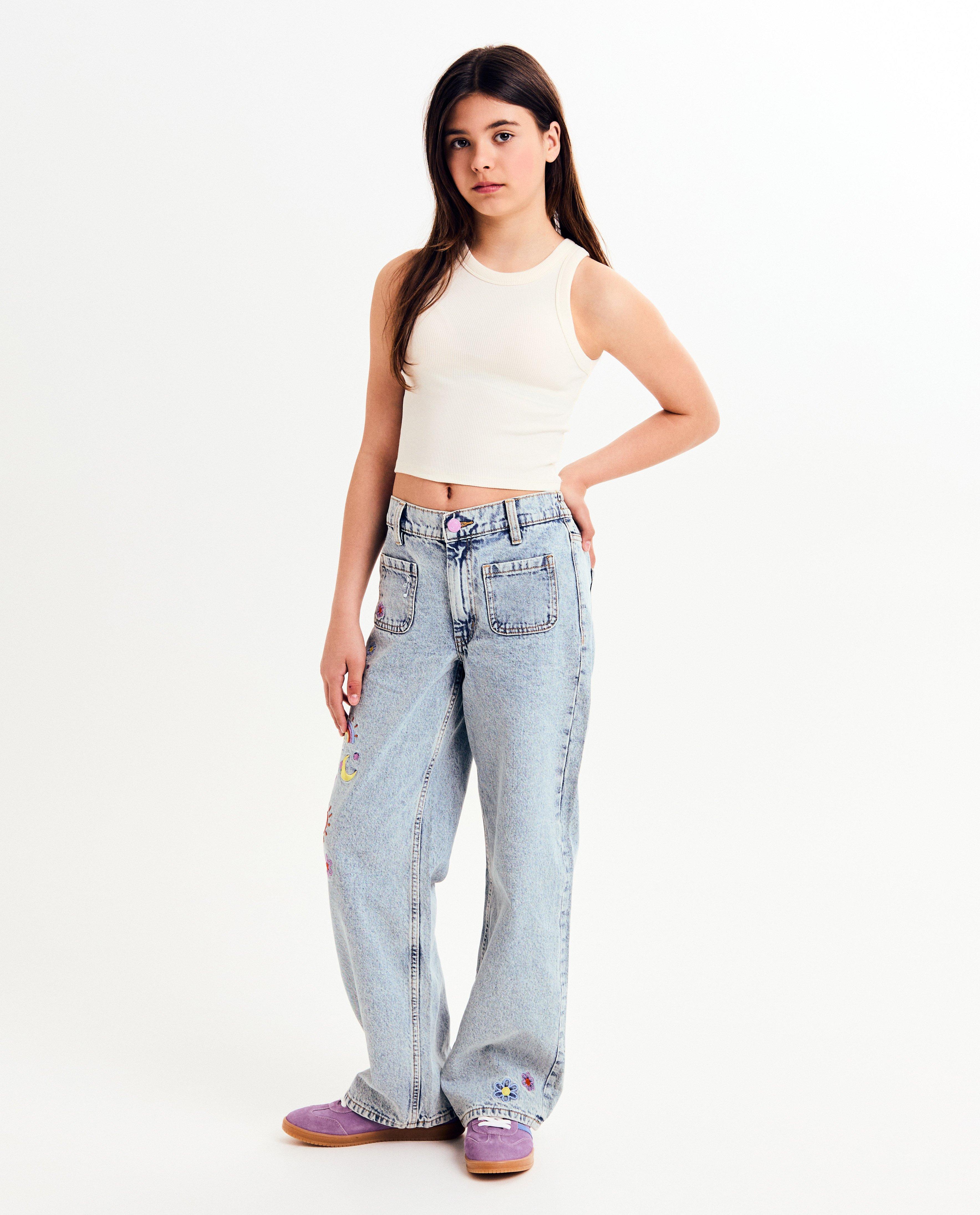 T-shirts - Top met borduursel, 6-14 jaar