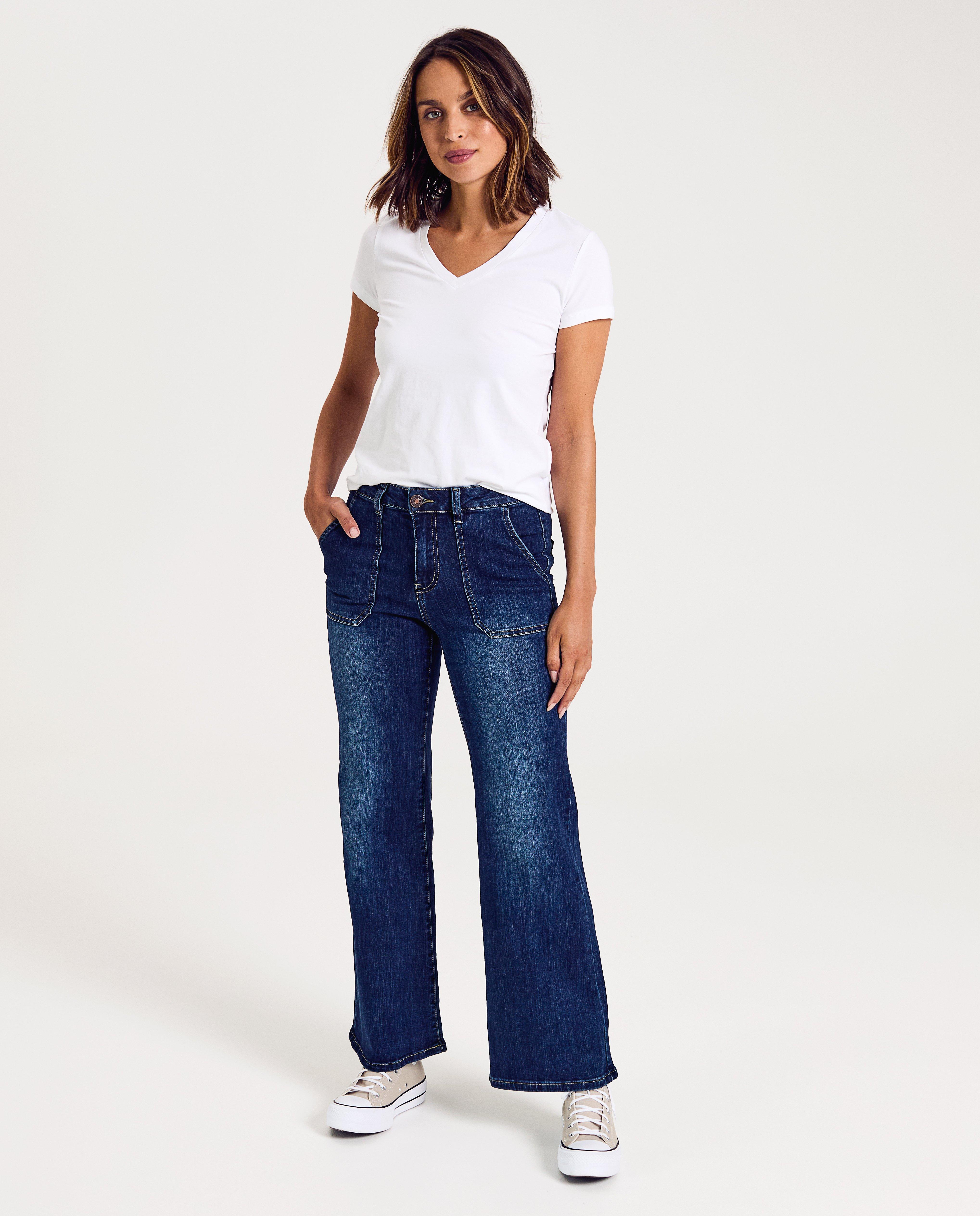 Jeans bleu foncé, coupe à jambes larges - null - Paris