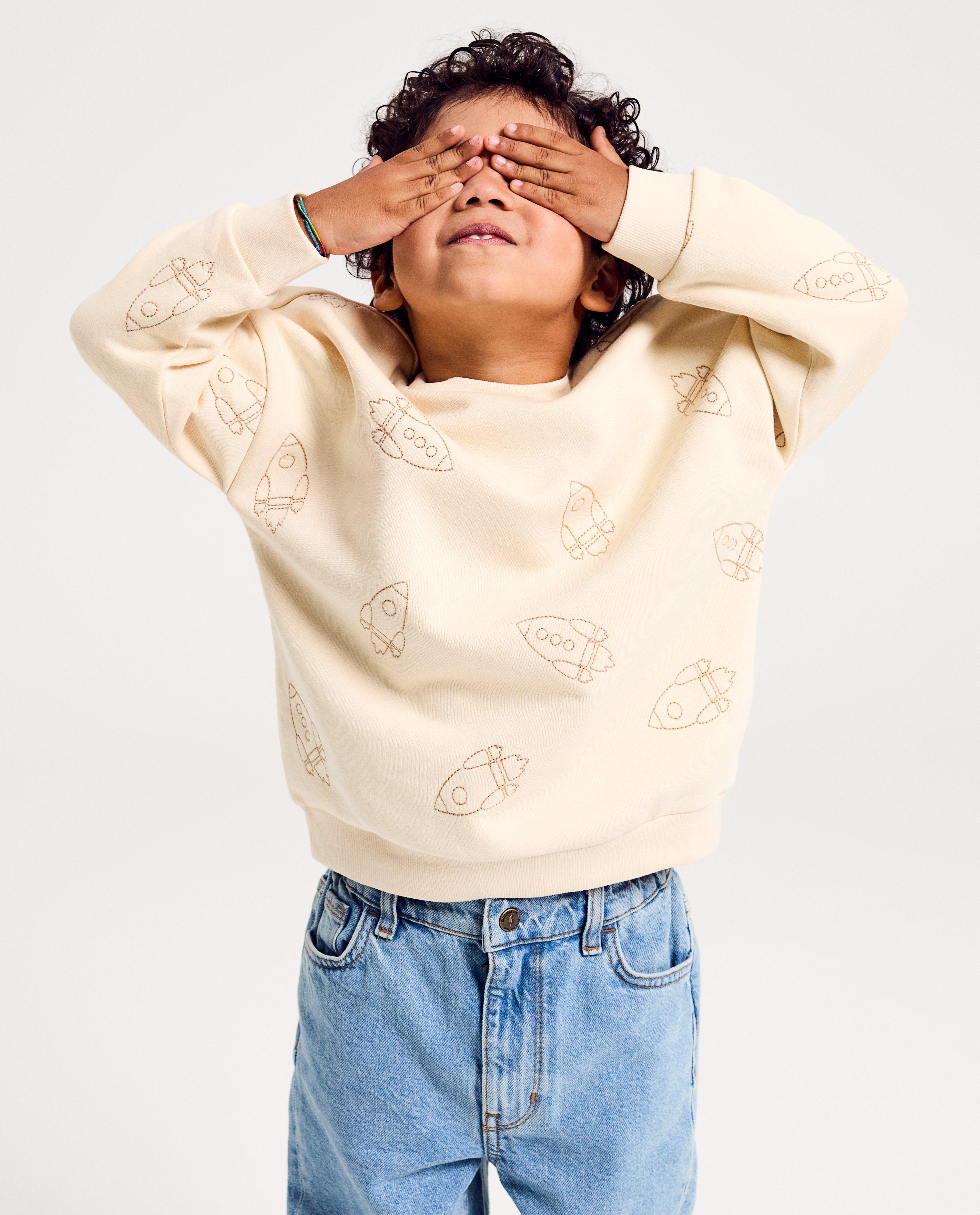 Sweater met geborduurde ruimteschepen - null - Kidz Nation