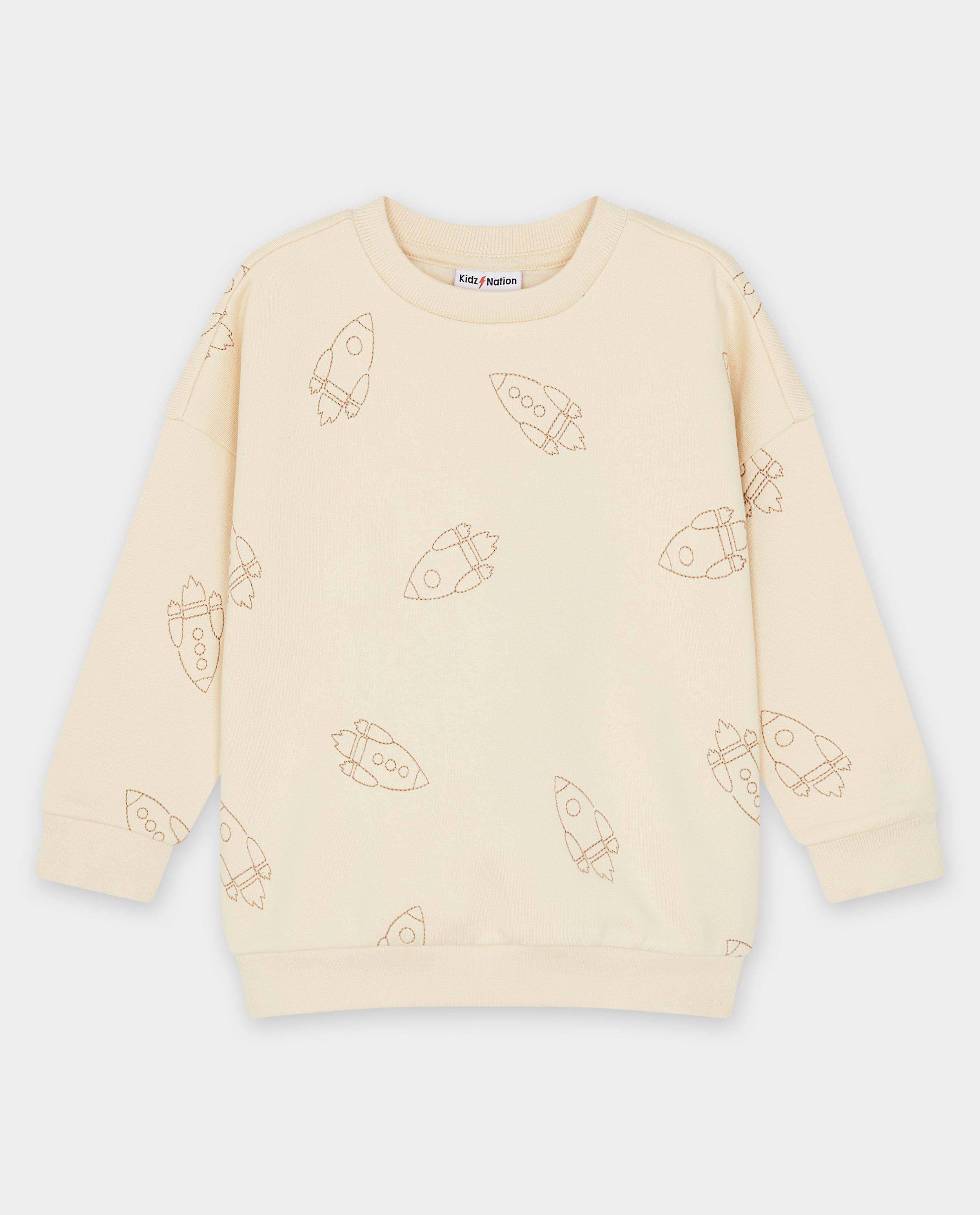 Sweaters - Sweater met geborduurde ruimteschepen