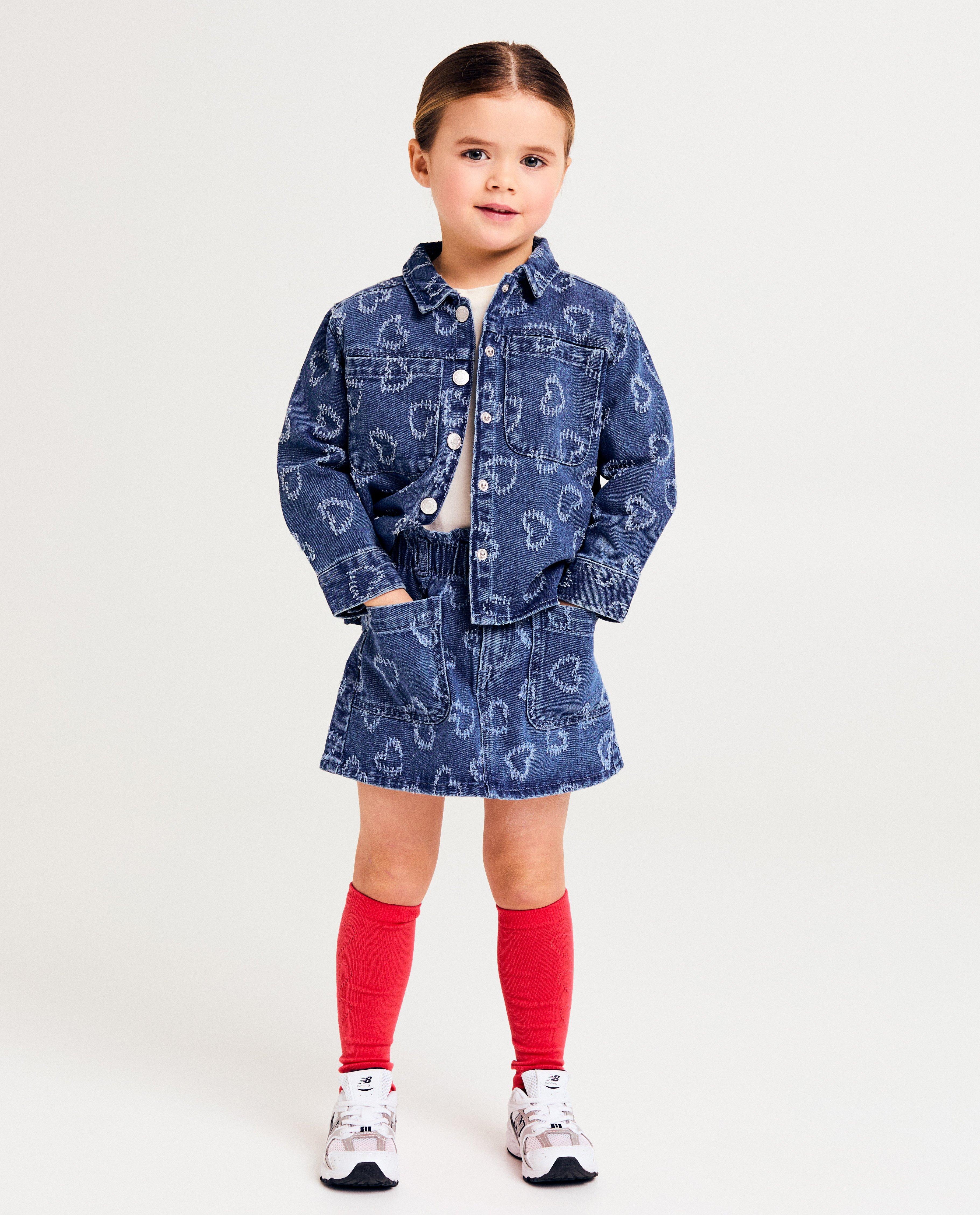 Hemden - Jeansvest met hartjespatroon, oversized fit, 92-134