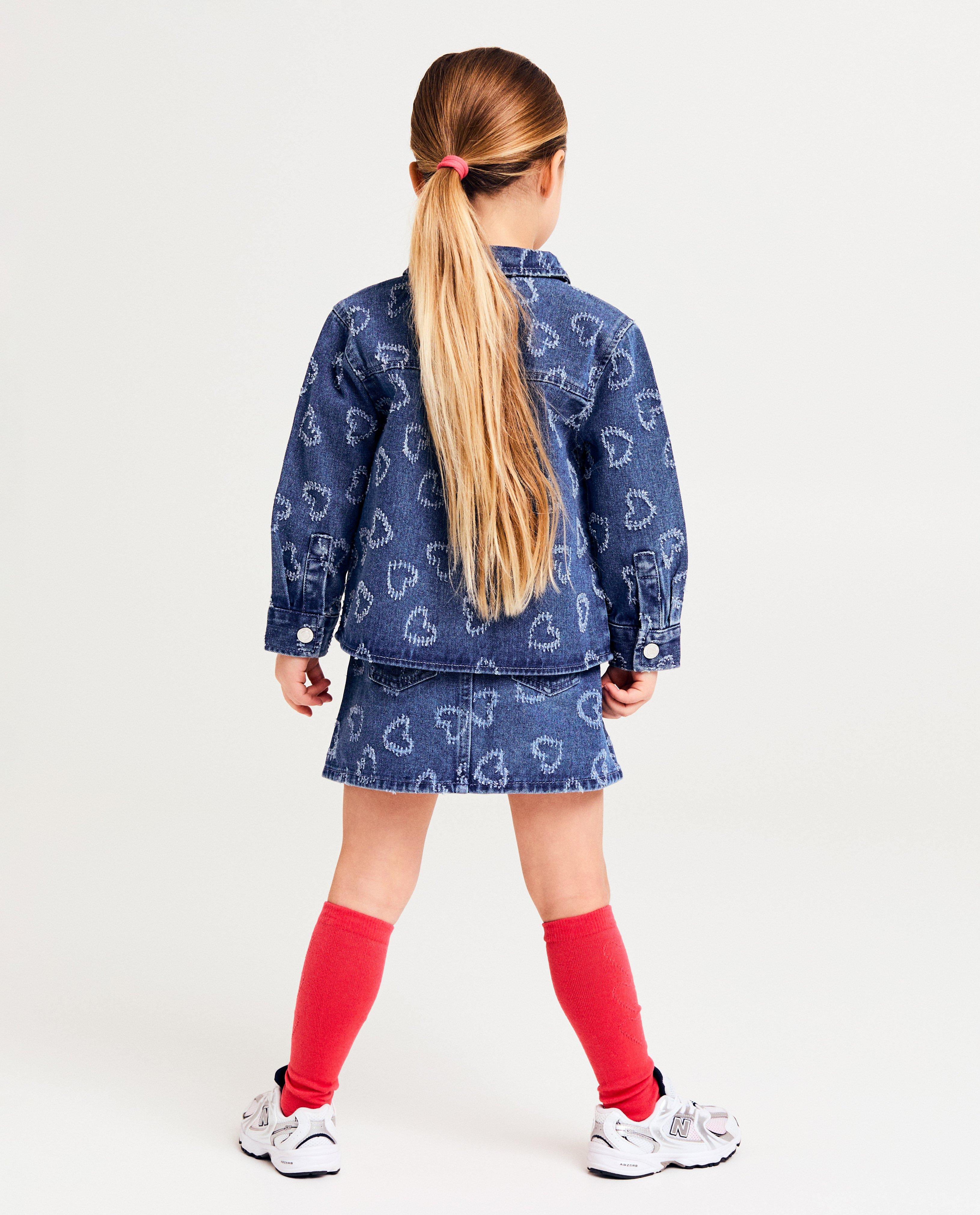 Hemden - Jeansvest met hartjespatroon, oversized fit, 92-134