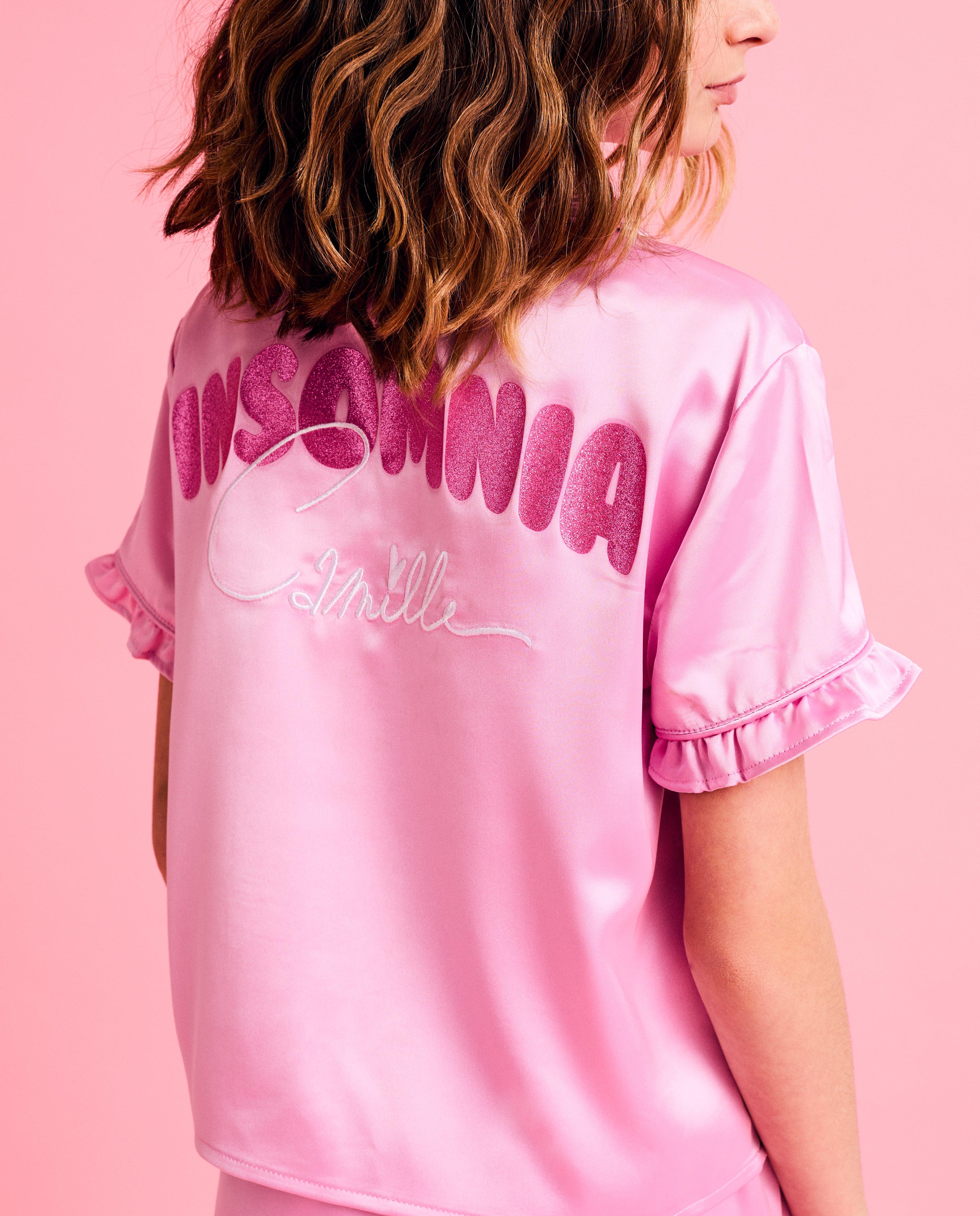 Pyjama en satin, 6-14 ans - D&eacute;tails du produit - rose clair - image num&eacute;ro 5