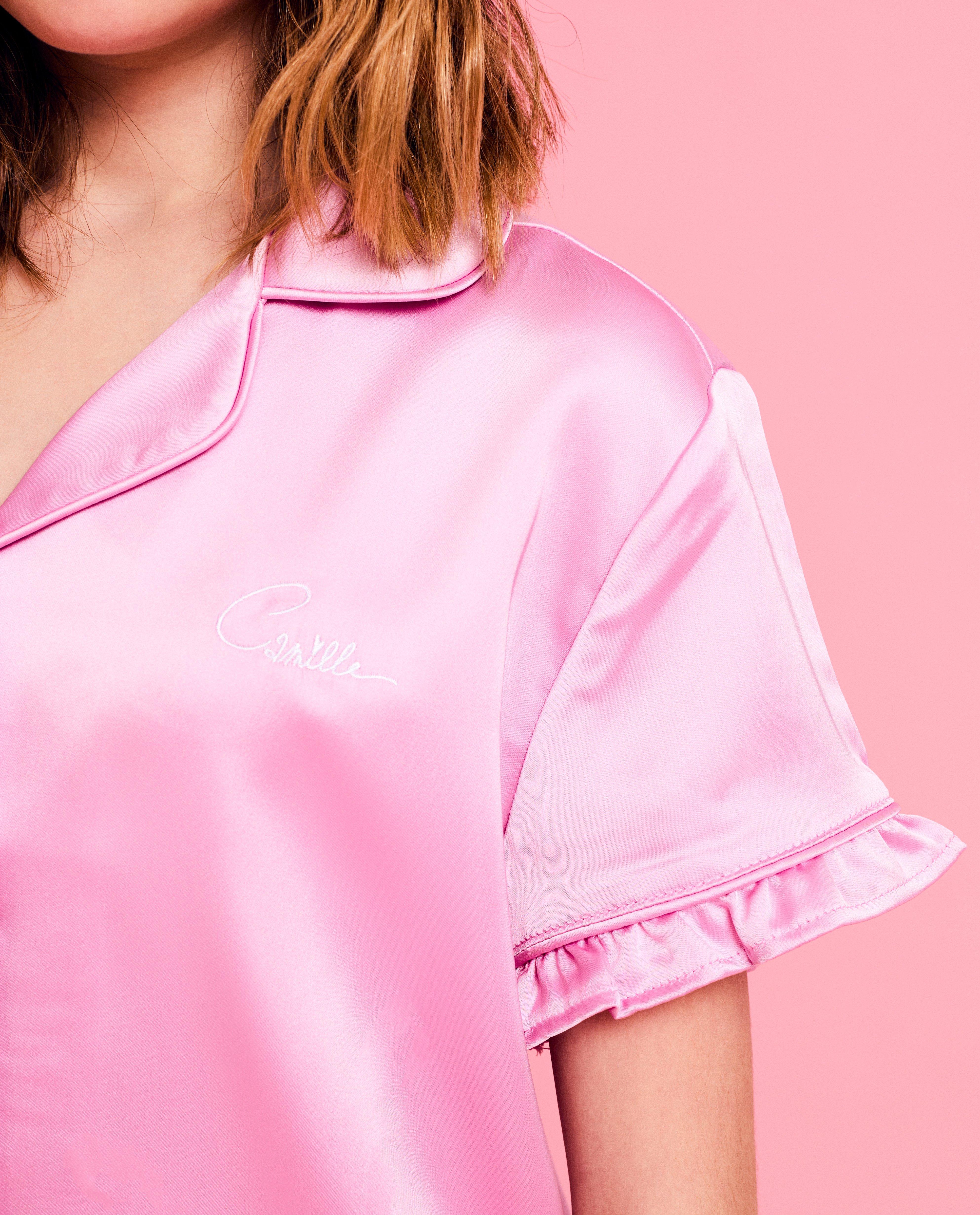 Pyjama en satin, 6-14 ans - D&eacute;tails du produit - rose clair - image num&eacute;ro 6