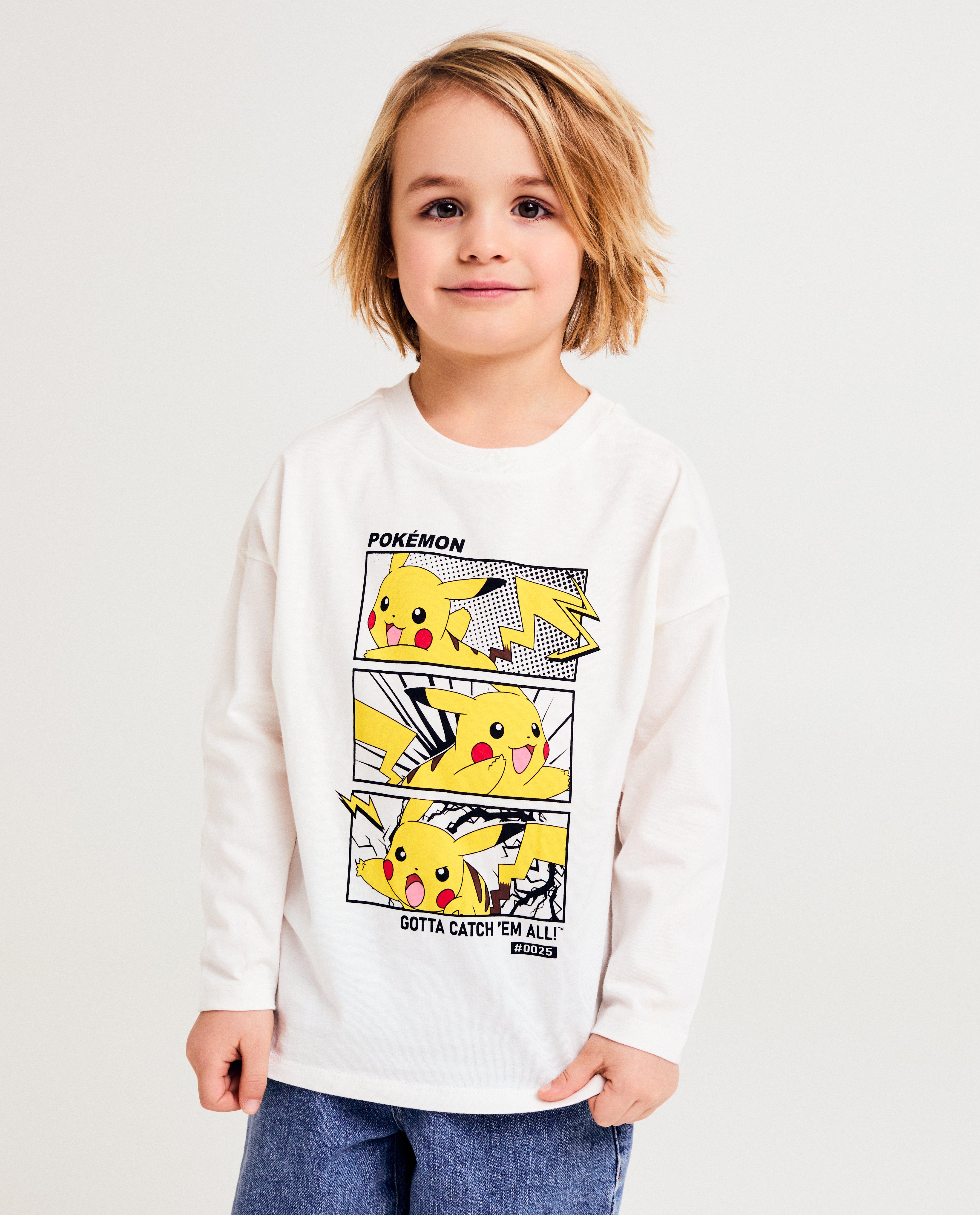T-shirt &agrave; manches longues avec un imprim&eacute; de Pikachu - D&eacute;tails du produit - blanc - image num&eacute;ro 1