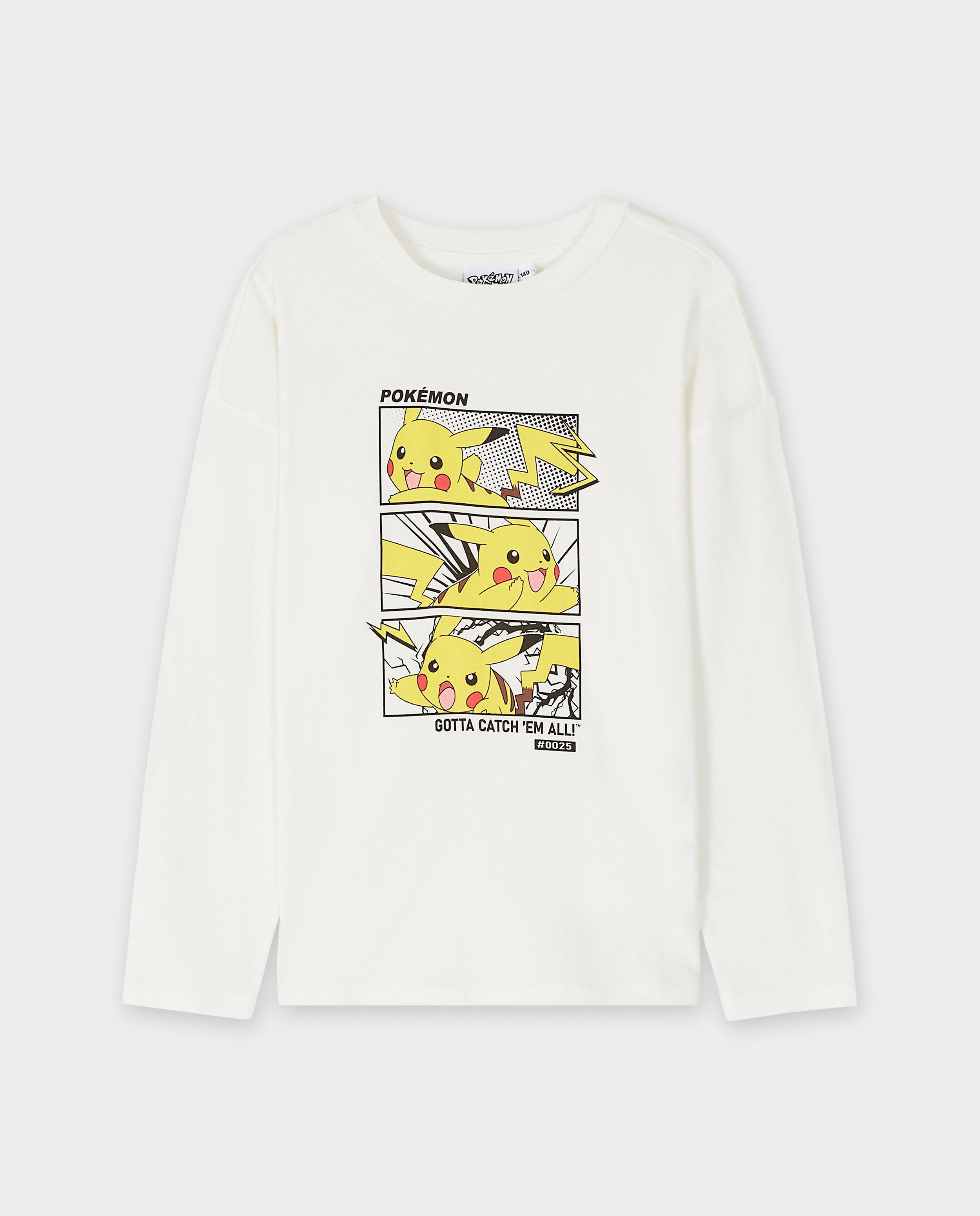 T-shirt &agrave; manches longues avec un imprim&eacute; de Pikachu - D&eacute;tails du produit - blanc - image num&eacute;ro 4
