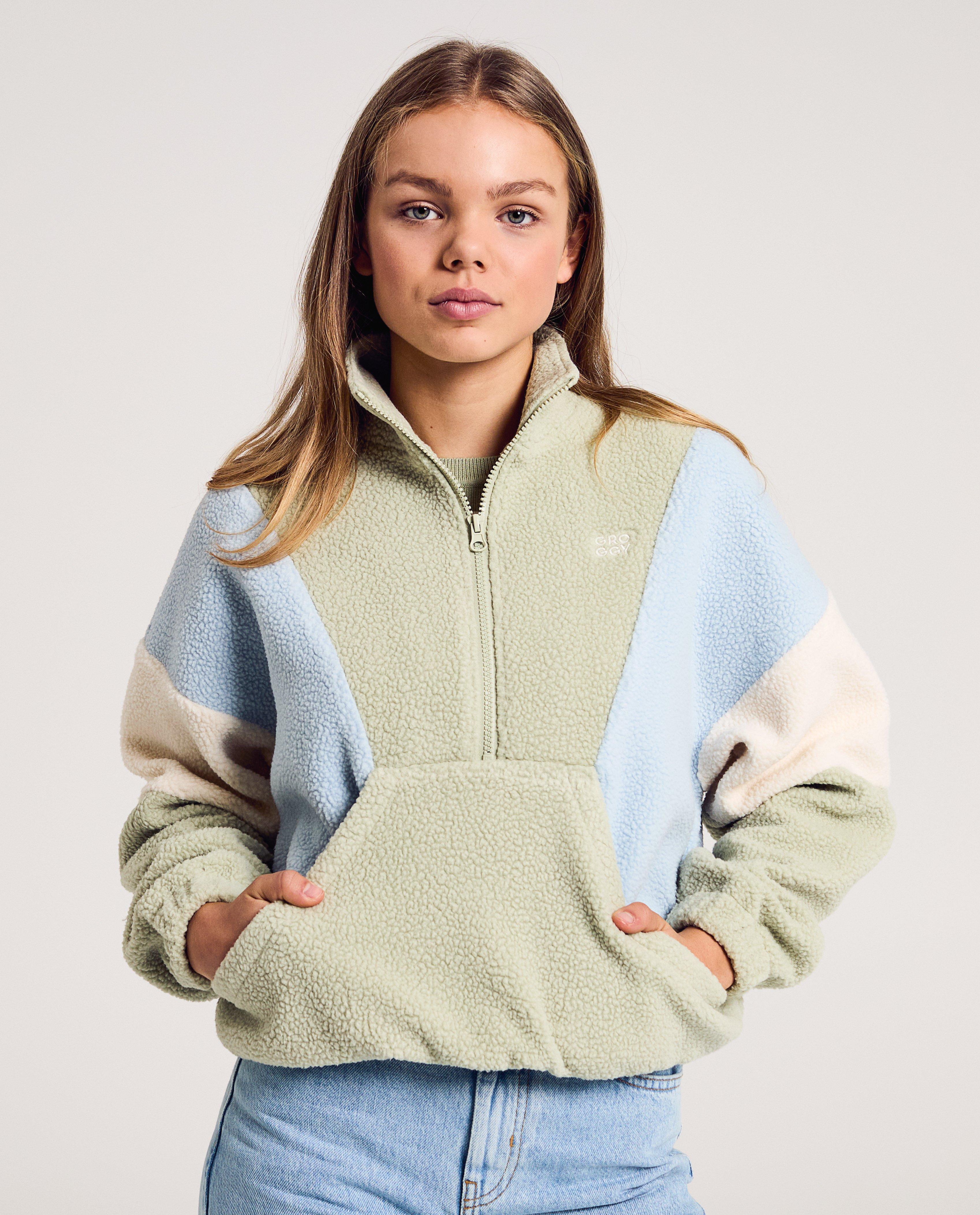 Teddy vest met color block - Product Detail - lichtgroen - afbeelding nummer 1