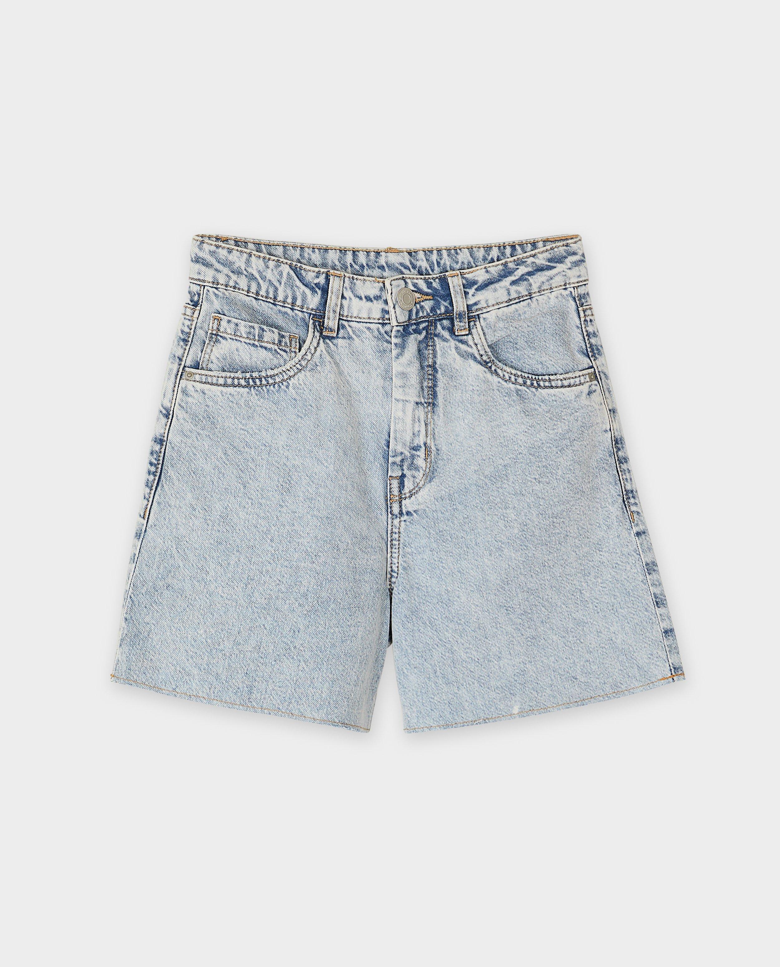 Jeans - Jeansshort met rafels, wide fit, 6-14 jaar
