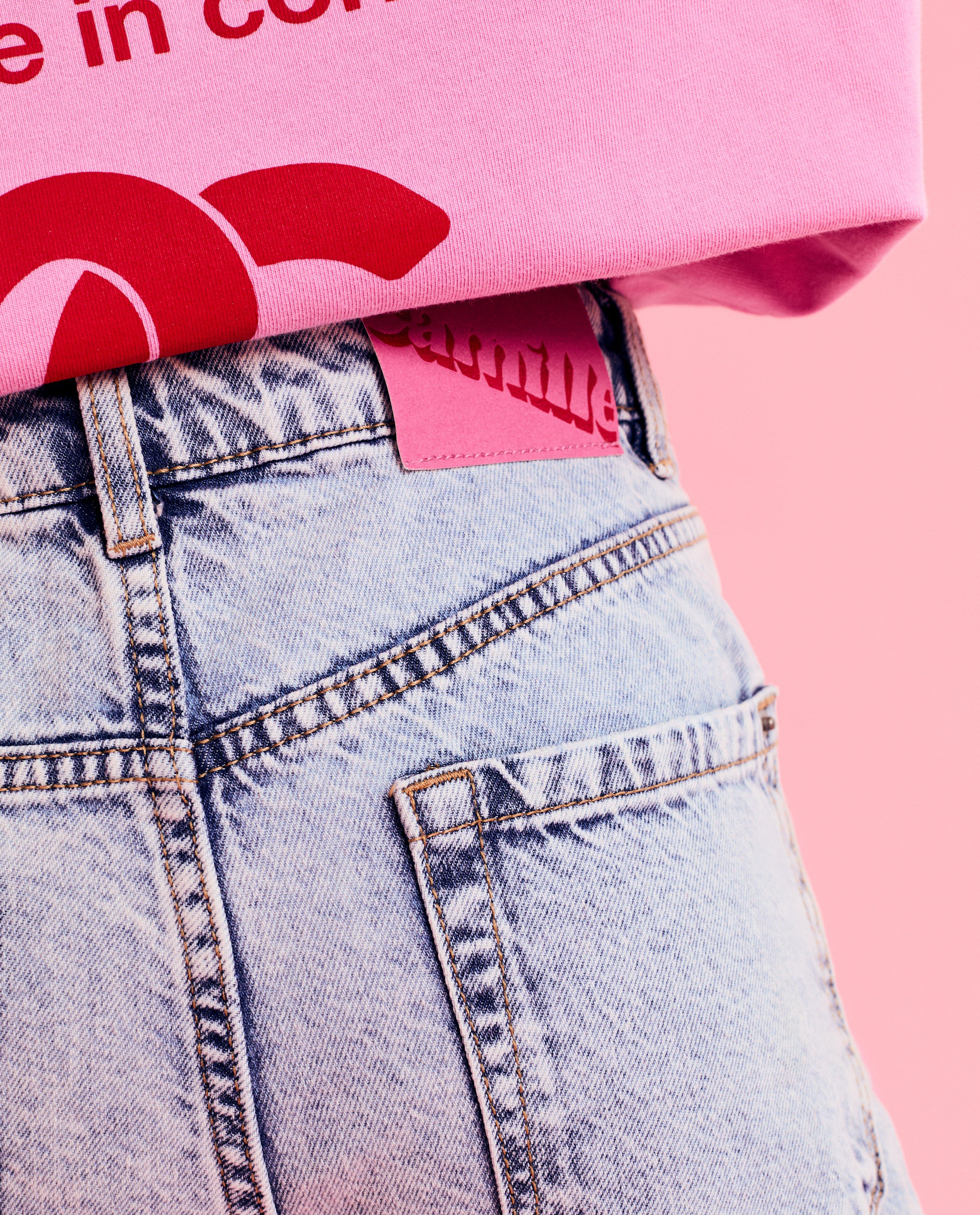 Jeans - Jeansshort met rafels, wide fit, 6-14 jaar