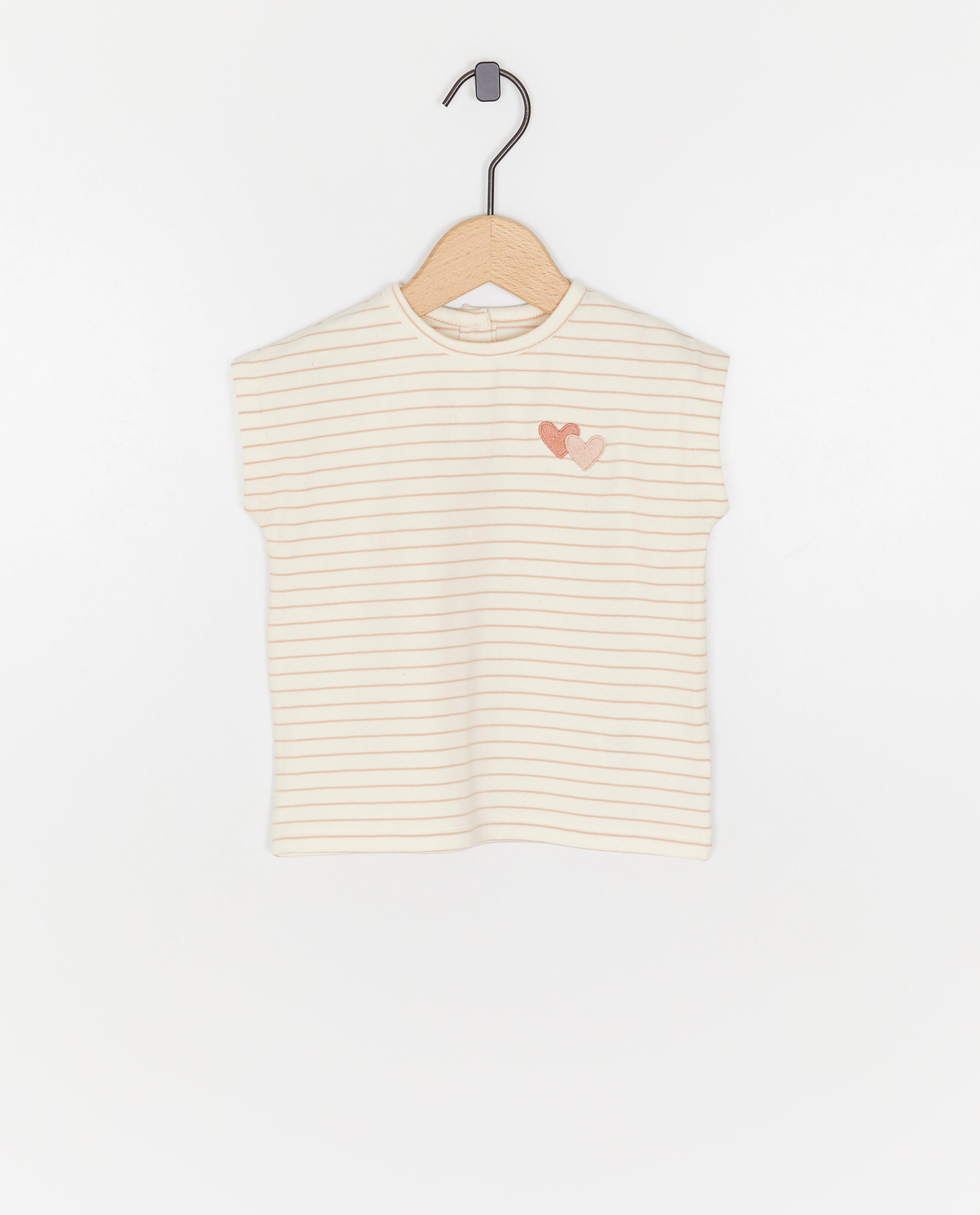 T-shirt met geborduurde hartjes - null - Cuddles and Smiles