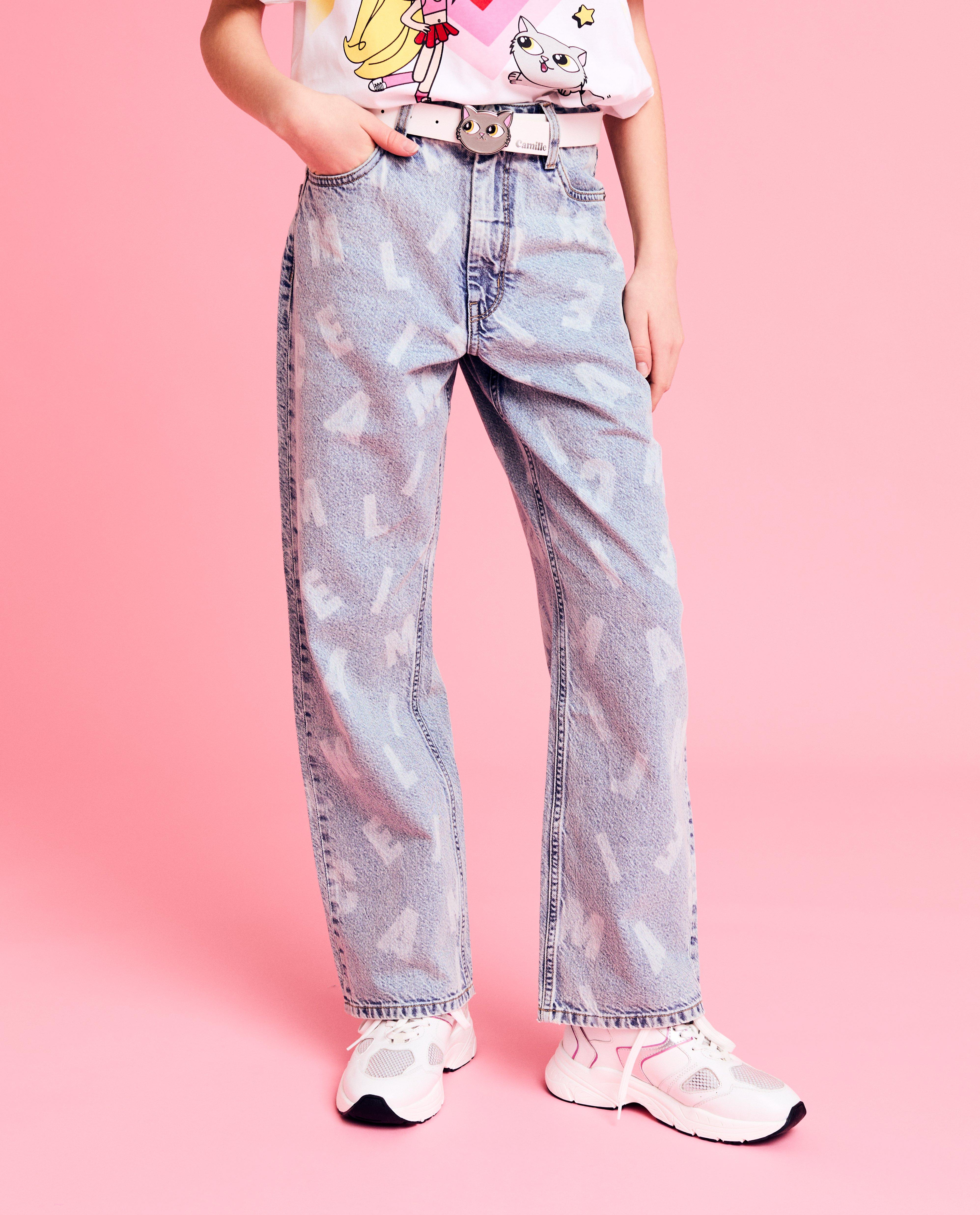 Jeans - Jeans à imprimé à lettres, straight fit, 6-14 ans