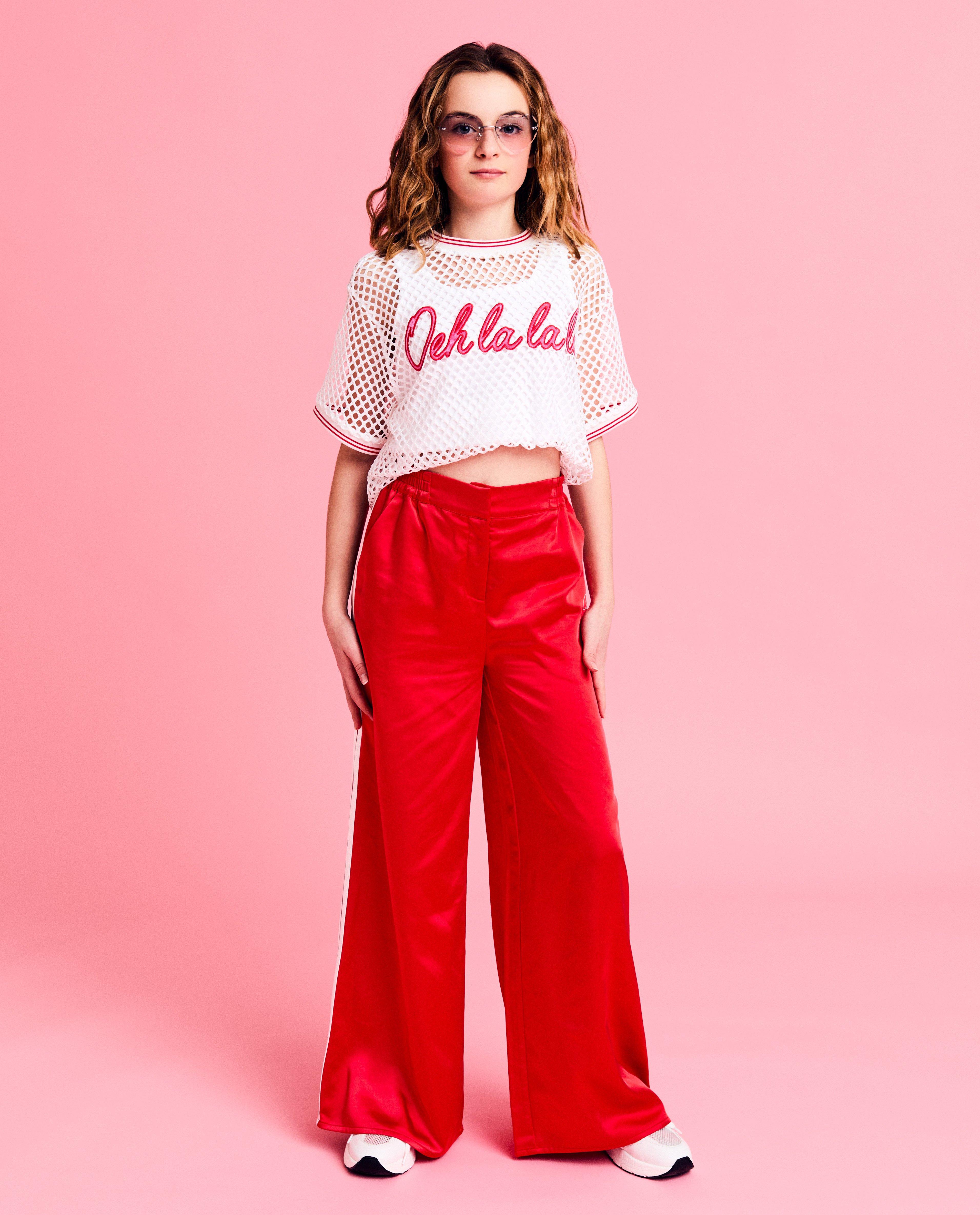 Satijnen broek, wide leg fit, 6-14 jaar