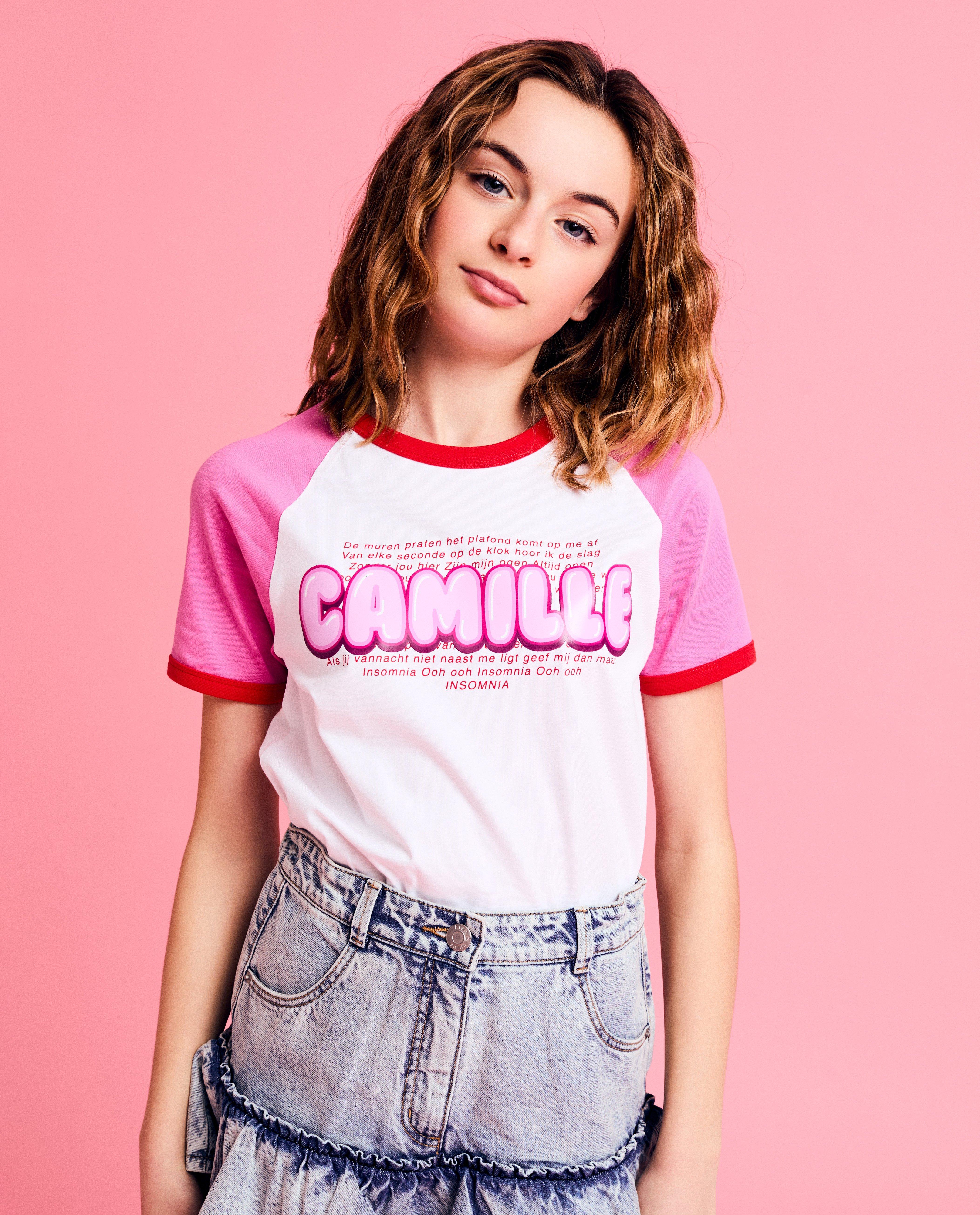 T-shirt met opschrift, fitted, 6-14 jaar - null - CAMILLE
