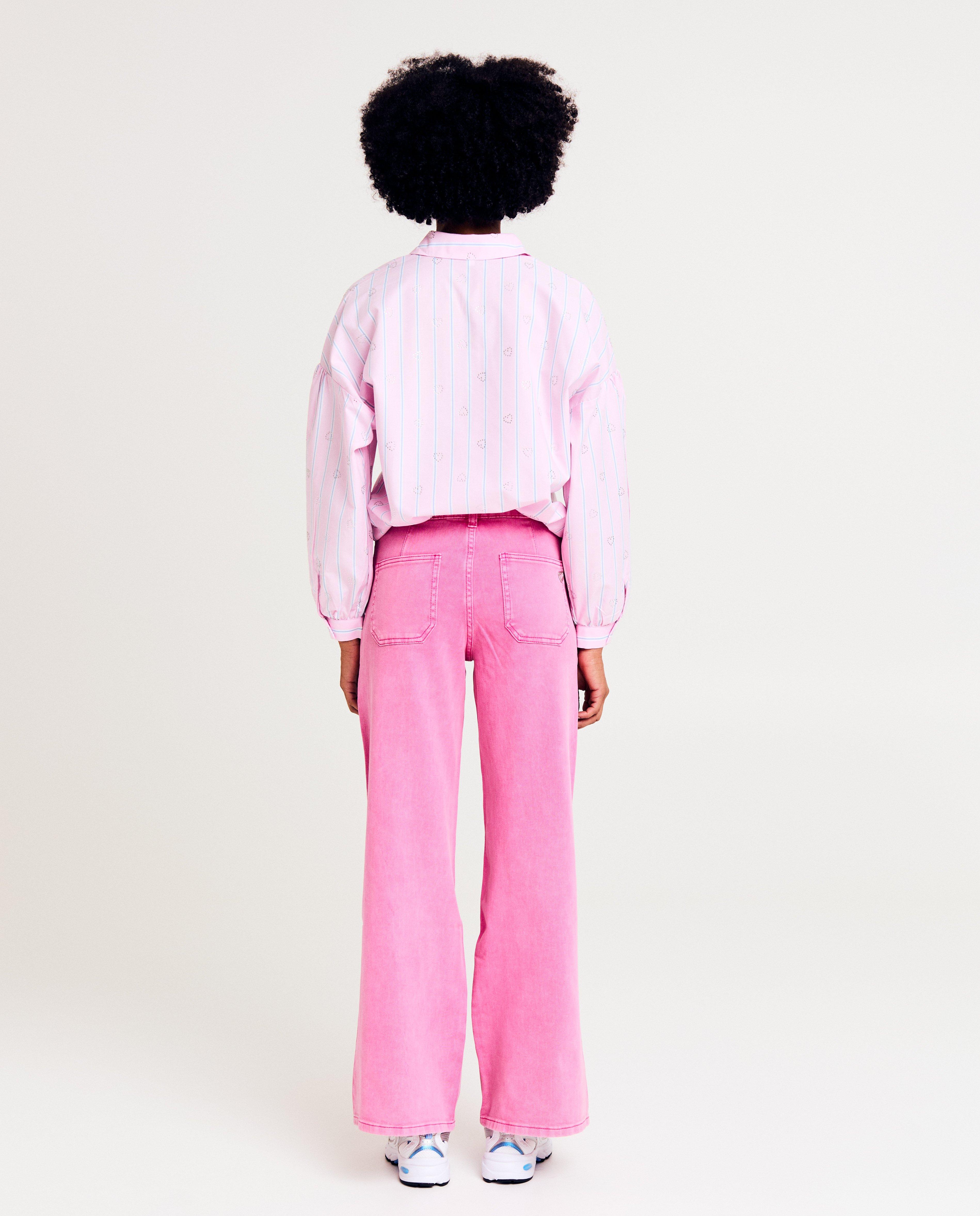 Broeken - Roze jeans, flared fit
