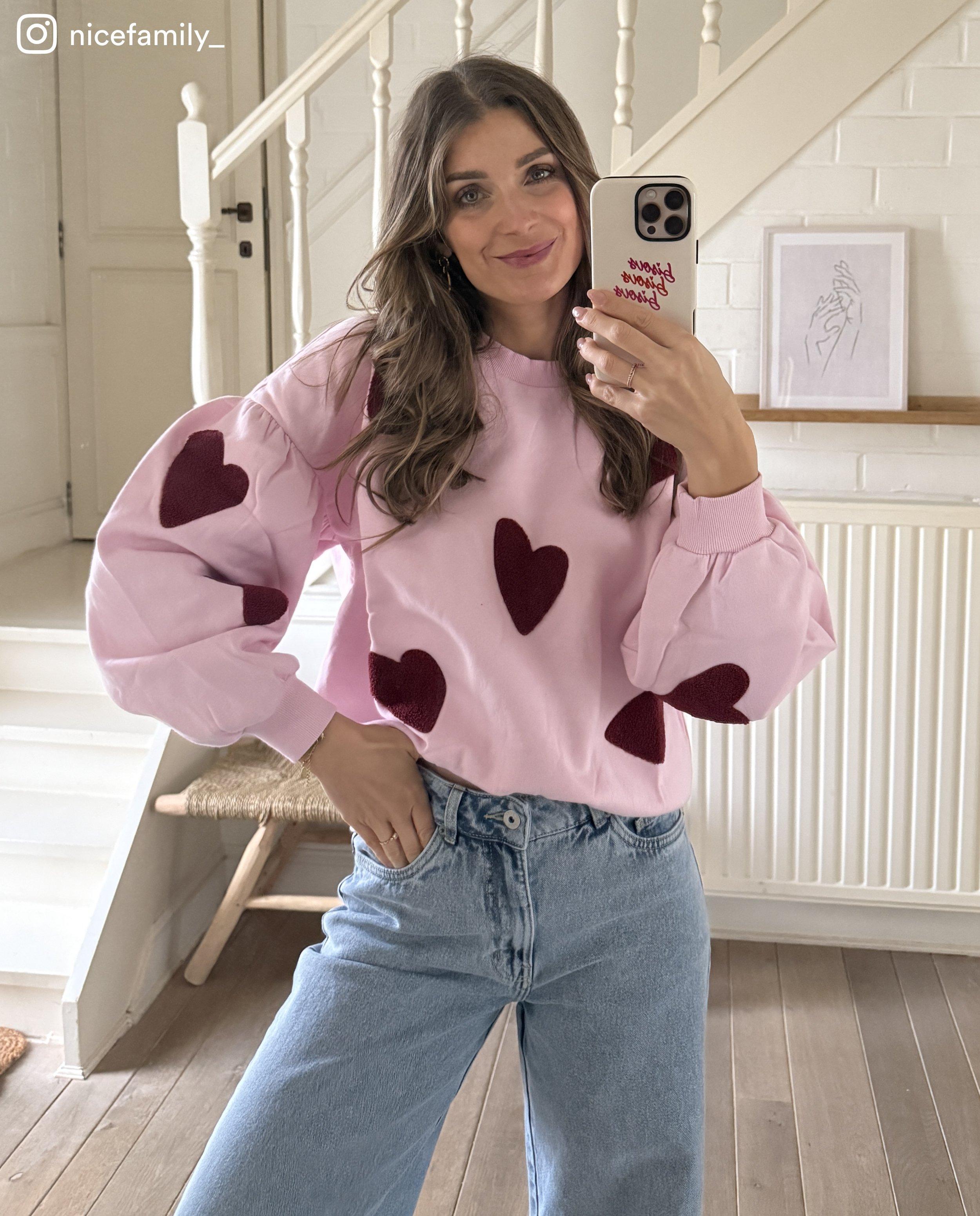 Sweater met bouclé hartjes - null - Sora