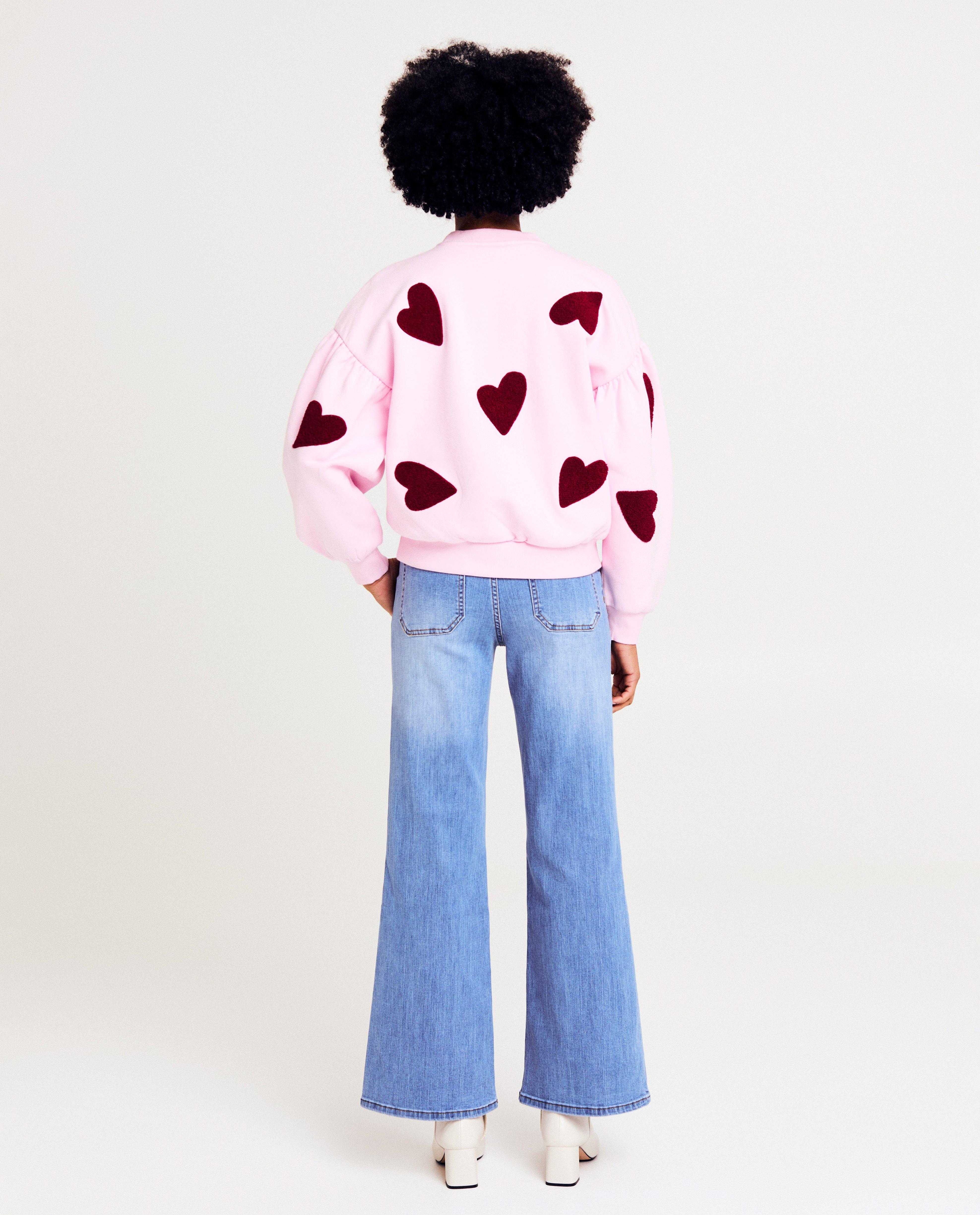 Sweaters - Sweater met bouclé hartjes