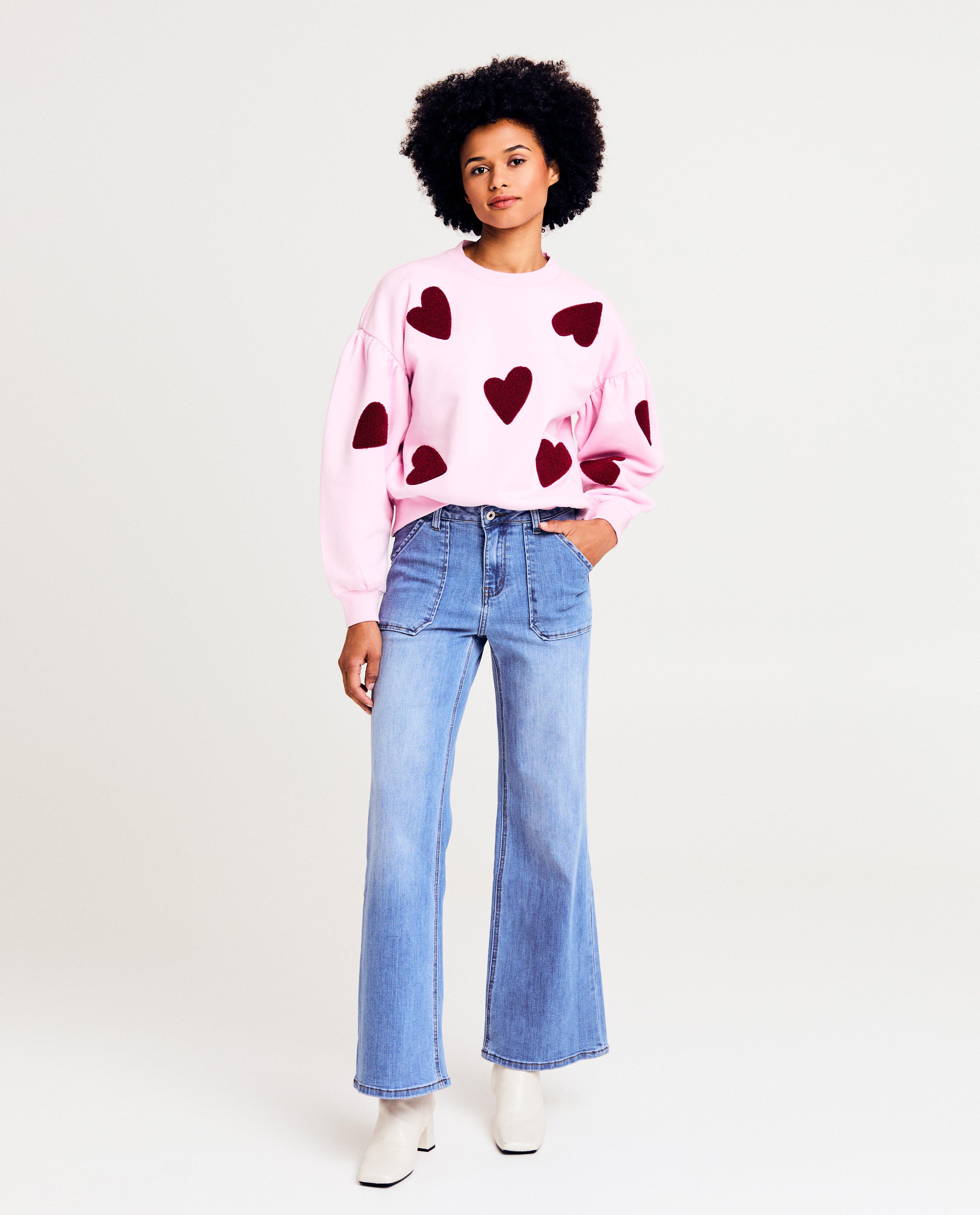 Blauwe jeans, flared fit - null - Sora