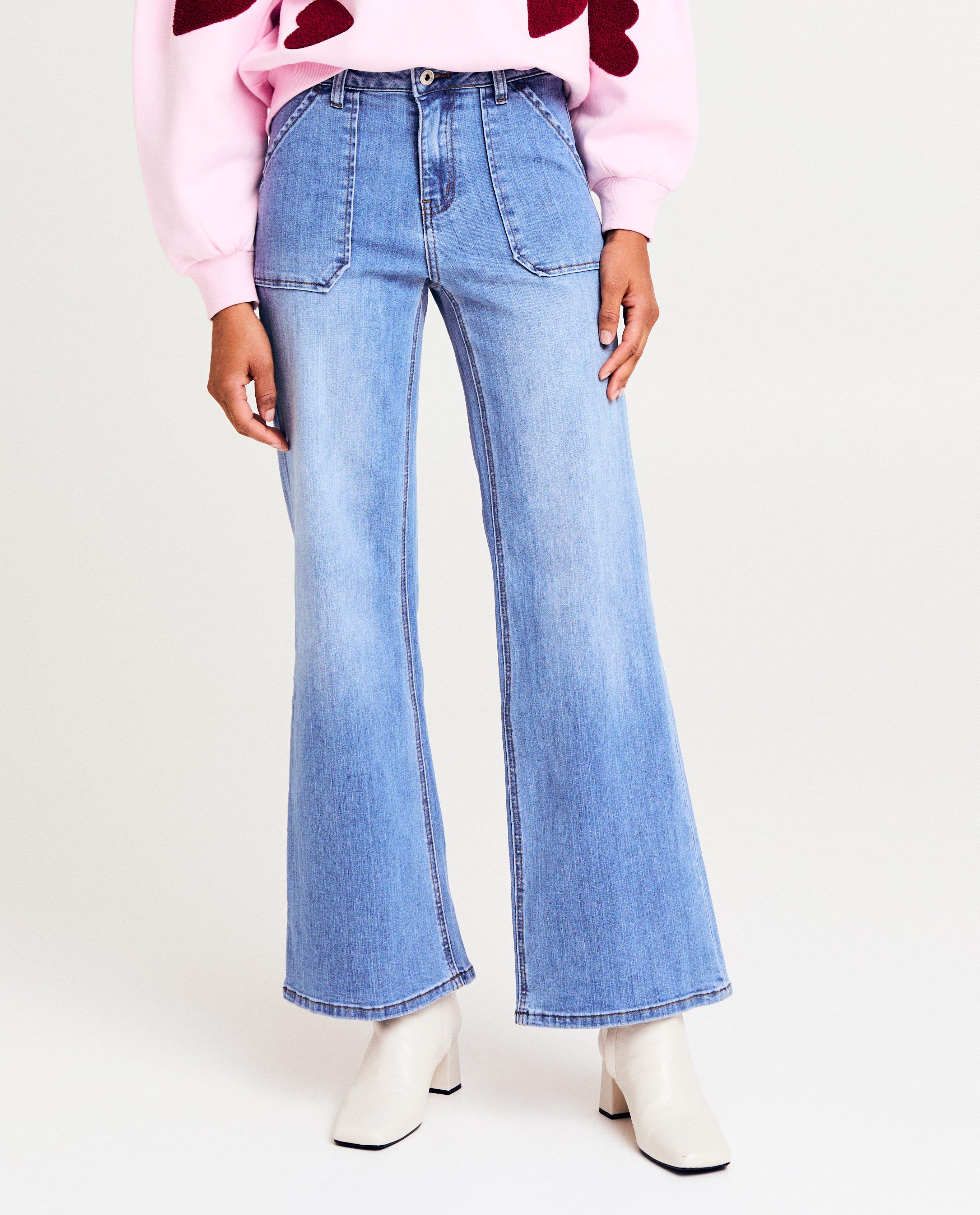 Jeans - Blauwe jeans, flared fit