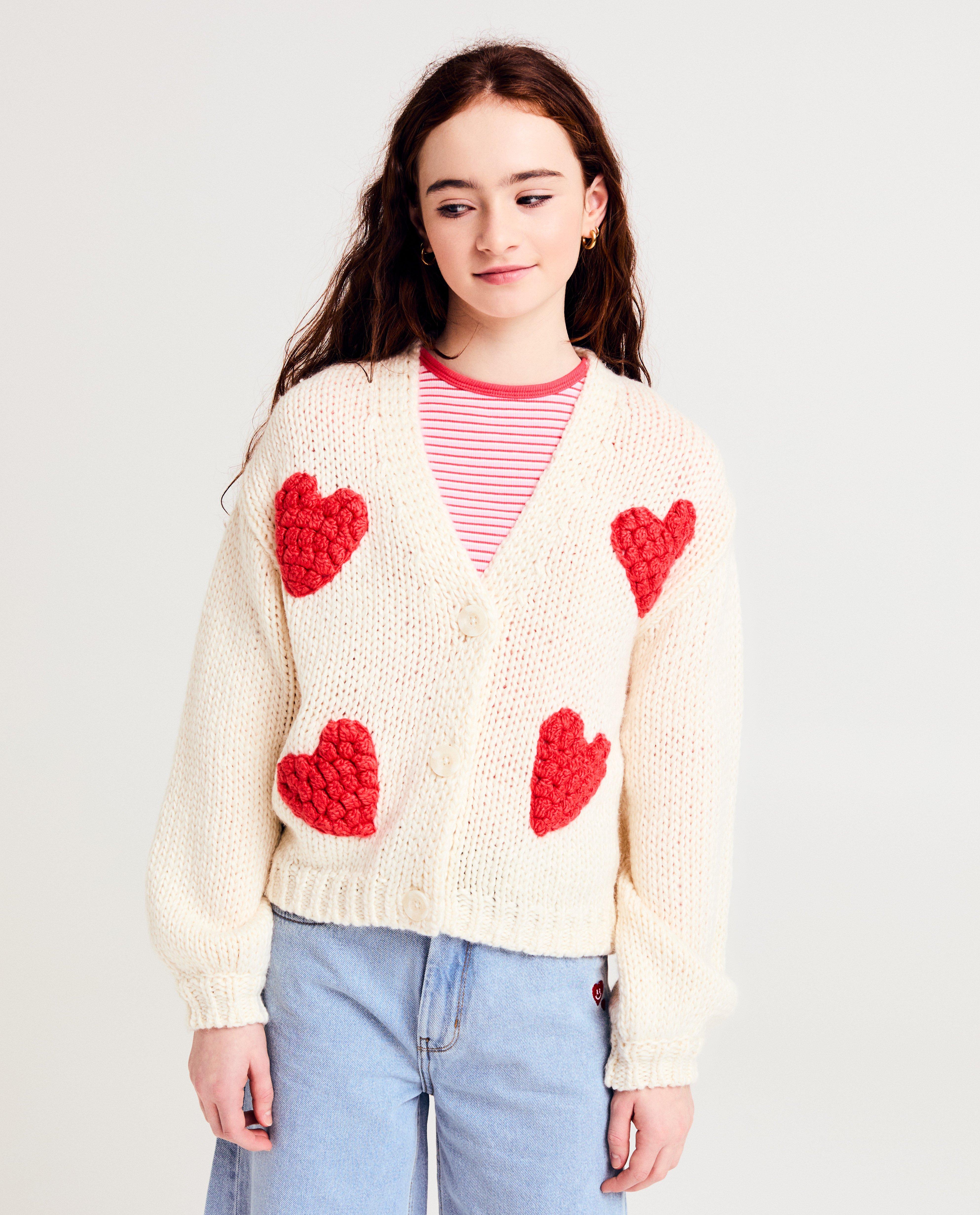 Cardigan - Cardigan met dik gebreide hartjes