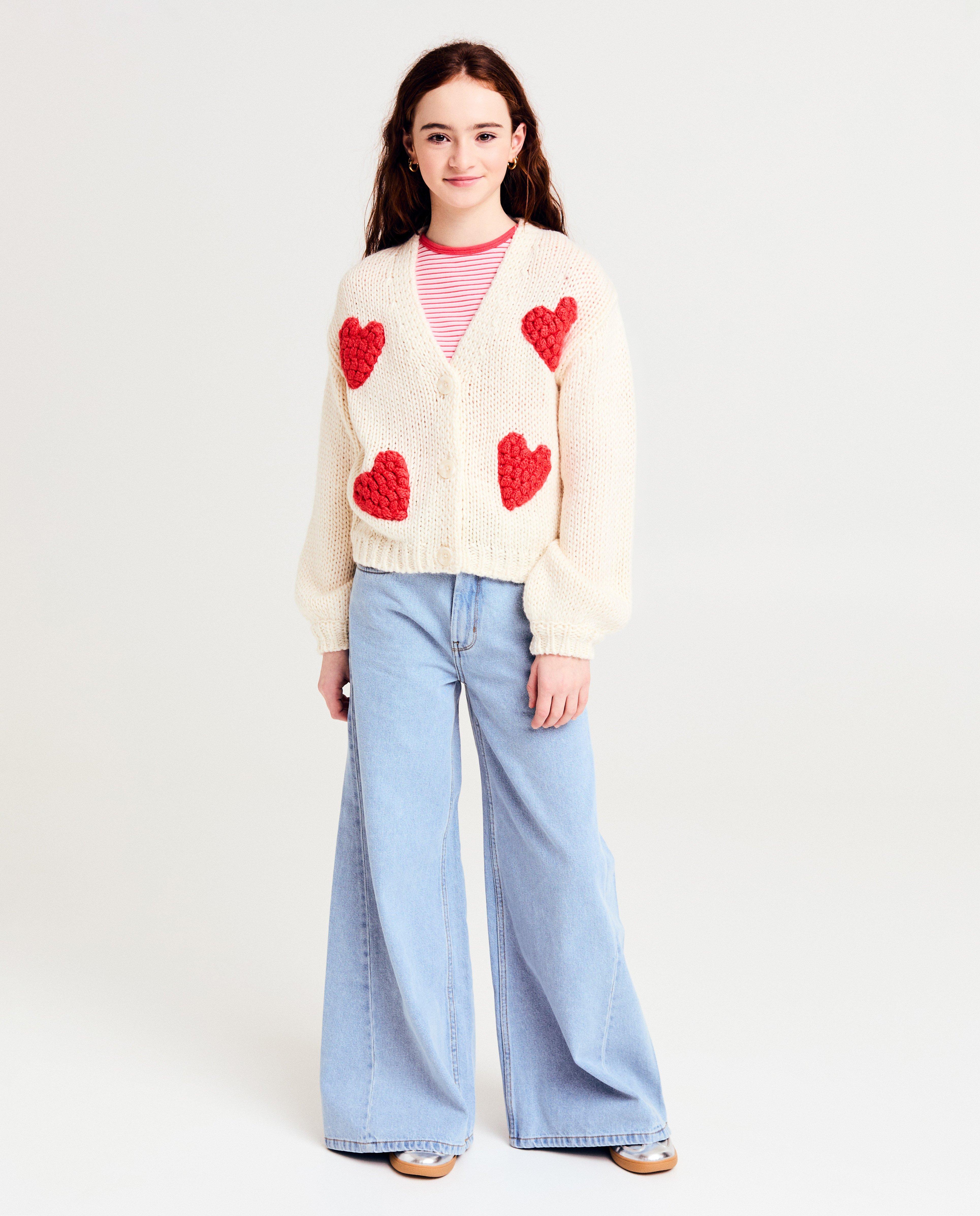Cardigan - Cardigan met dik gebreide hartjes