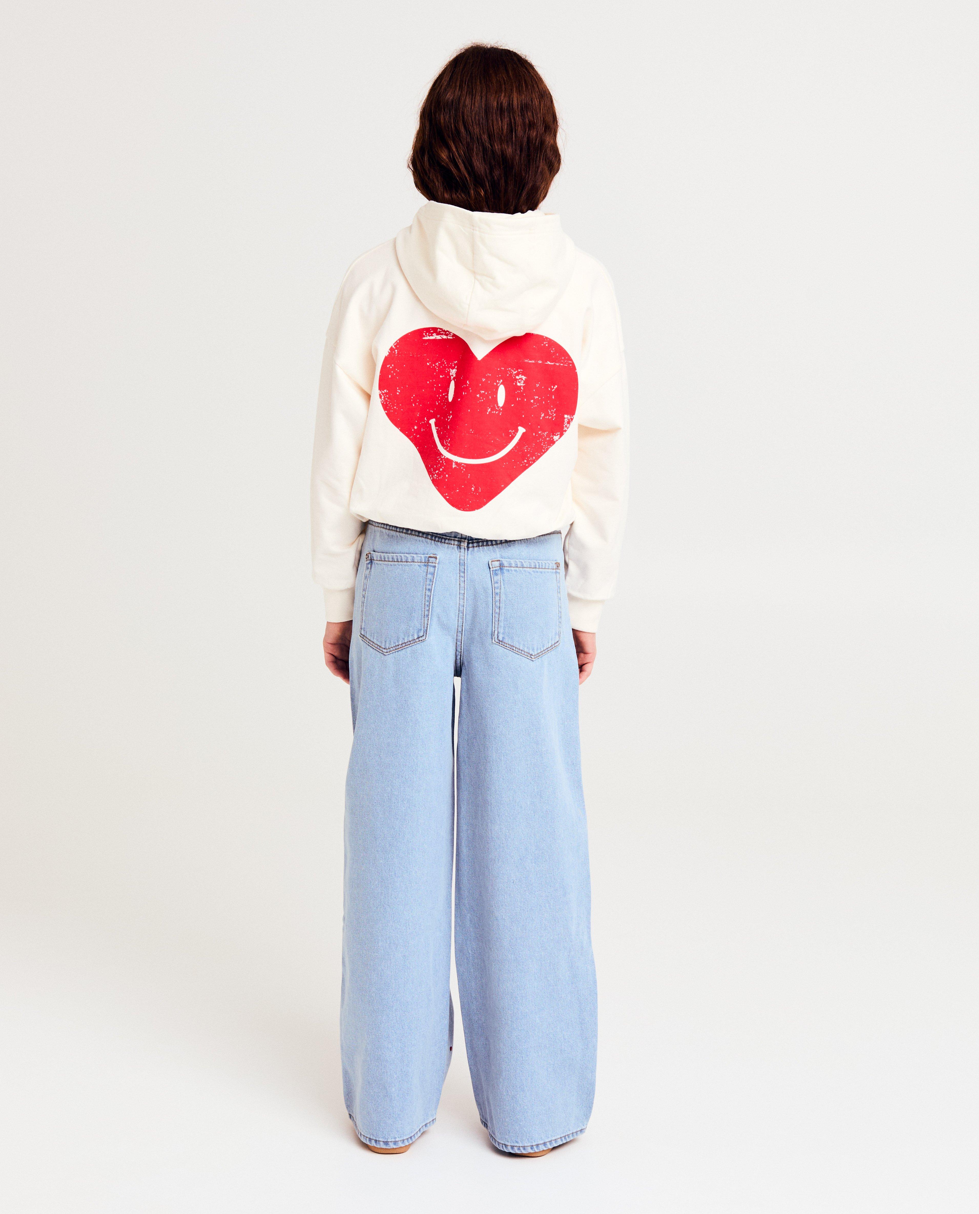 Jeans - Jeans met geborduurde hartjes, wide fit