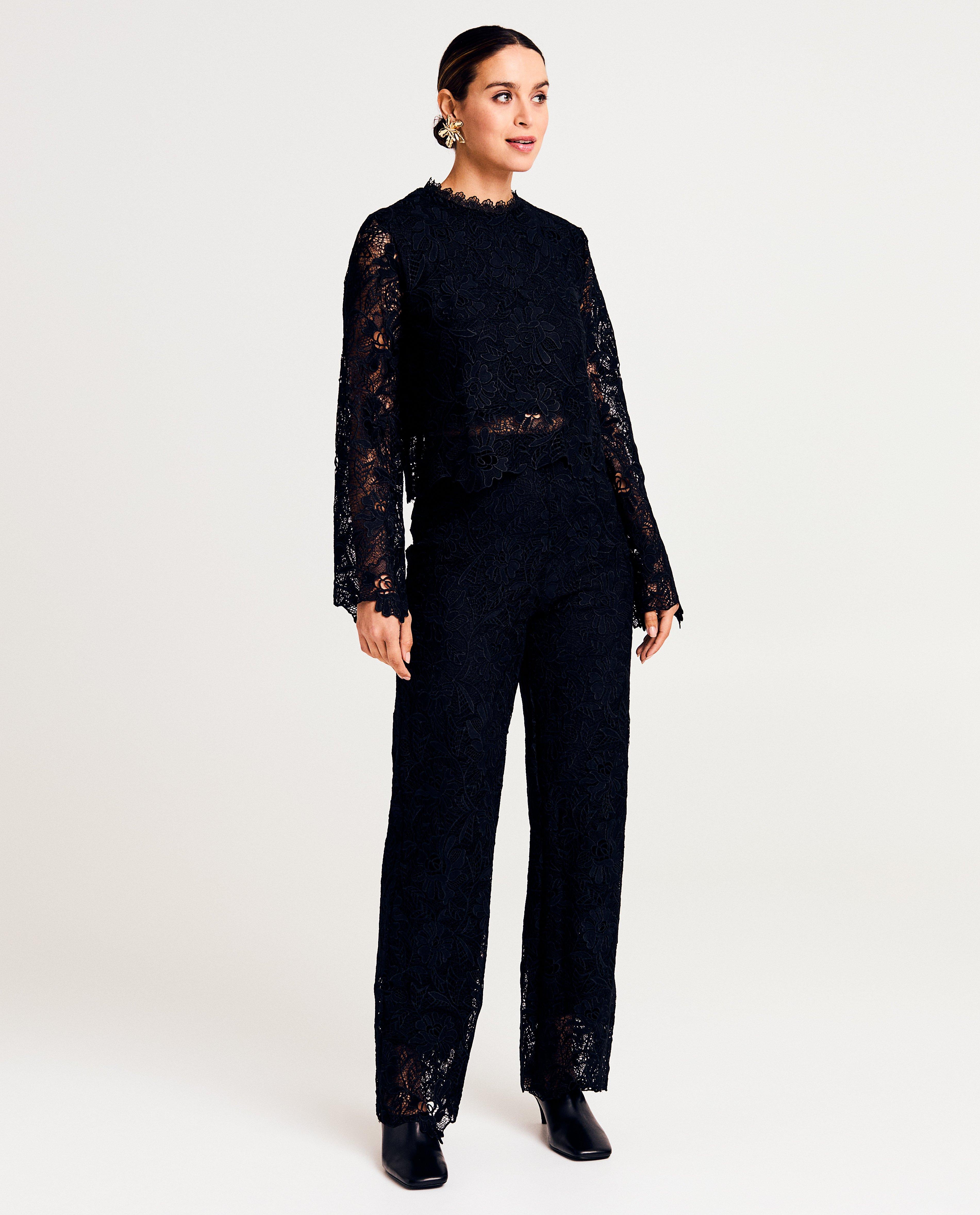 Pantalons - Pantalon avec motif floral en dentelle