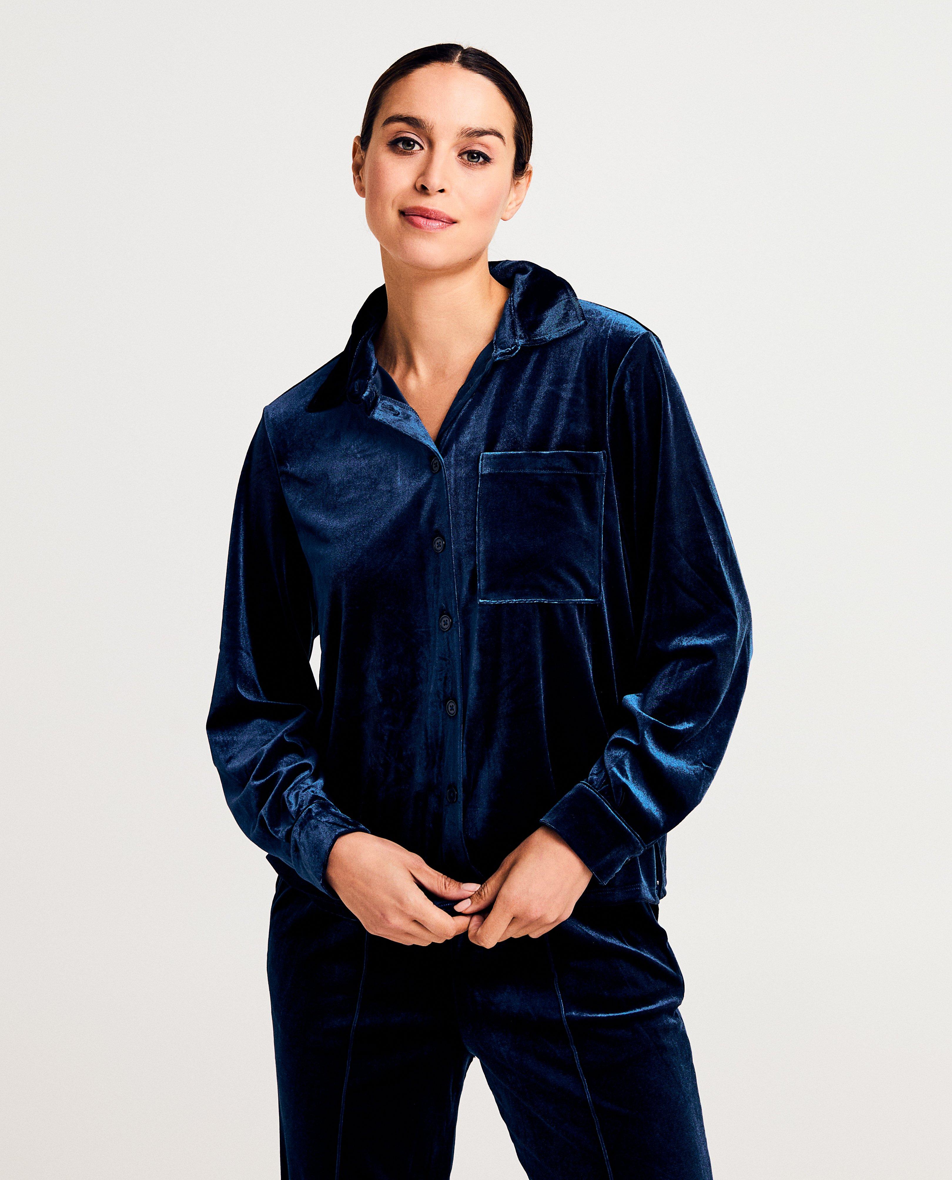 Fluwelen hemd - Product Detail - donkerblauw - afbeelding nummer 1