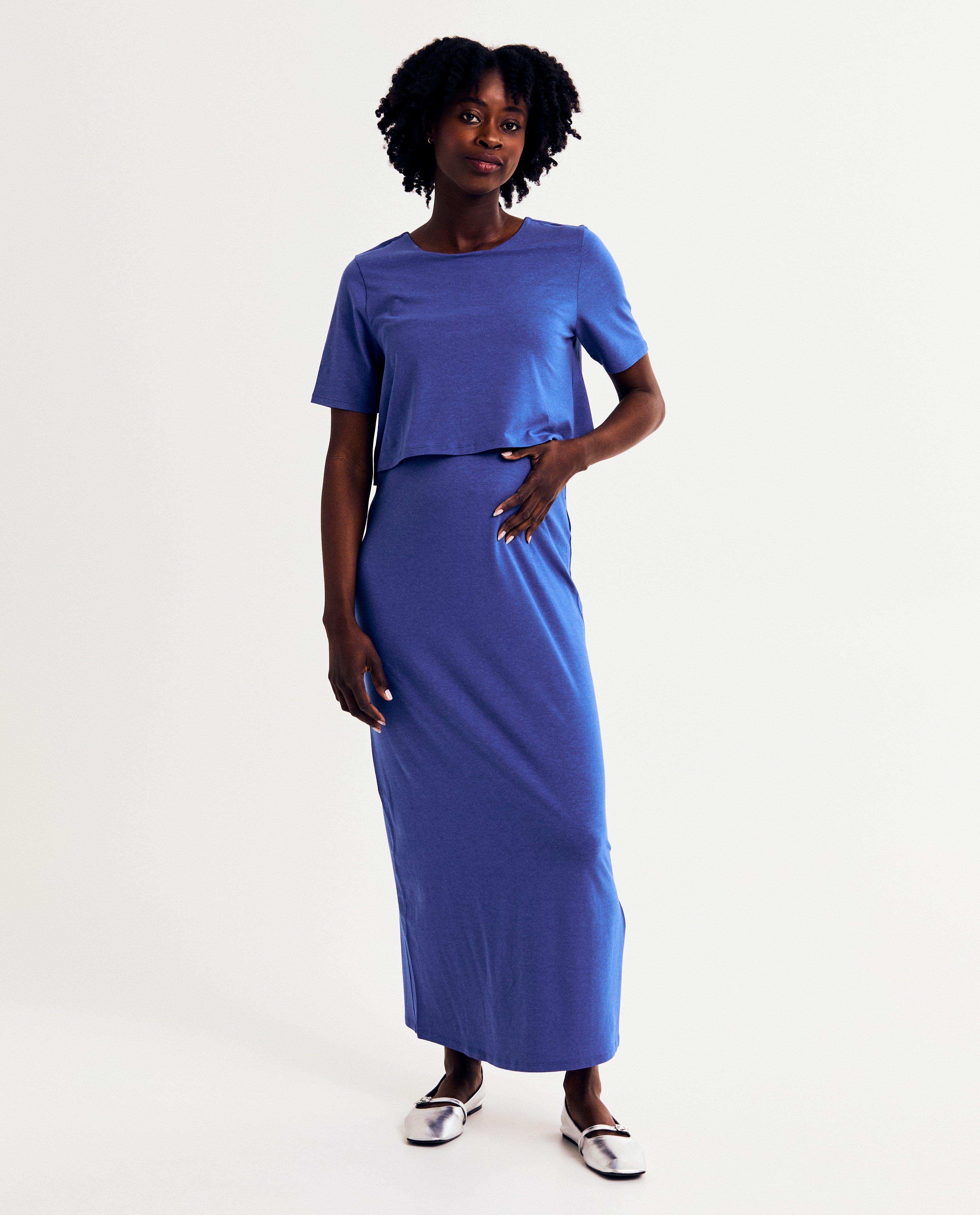 Blauwe zwangerschapsjurk - null - Atelier Maman