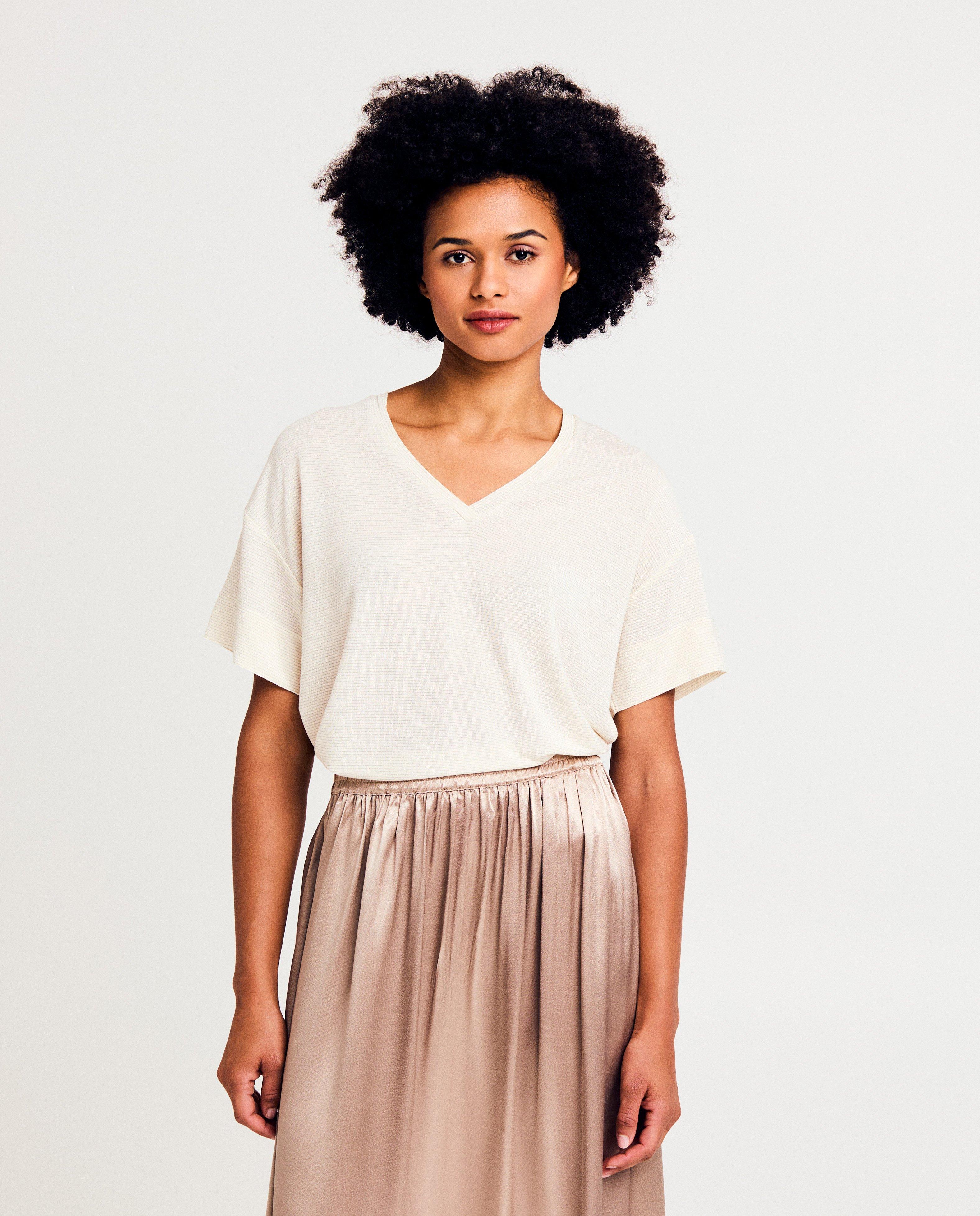 T-shirt met fijne strepen - null - Sora