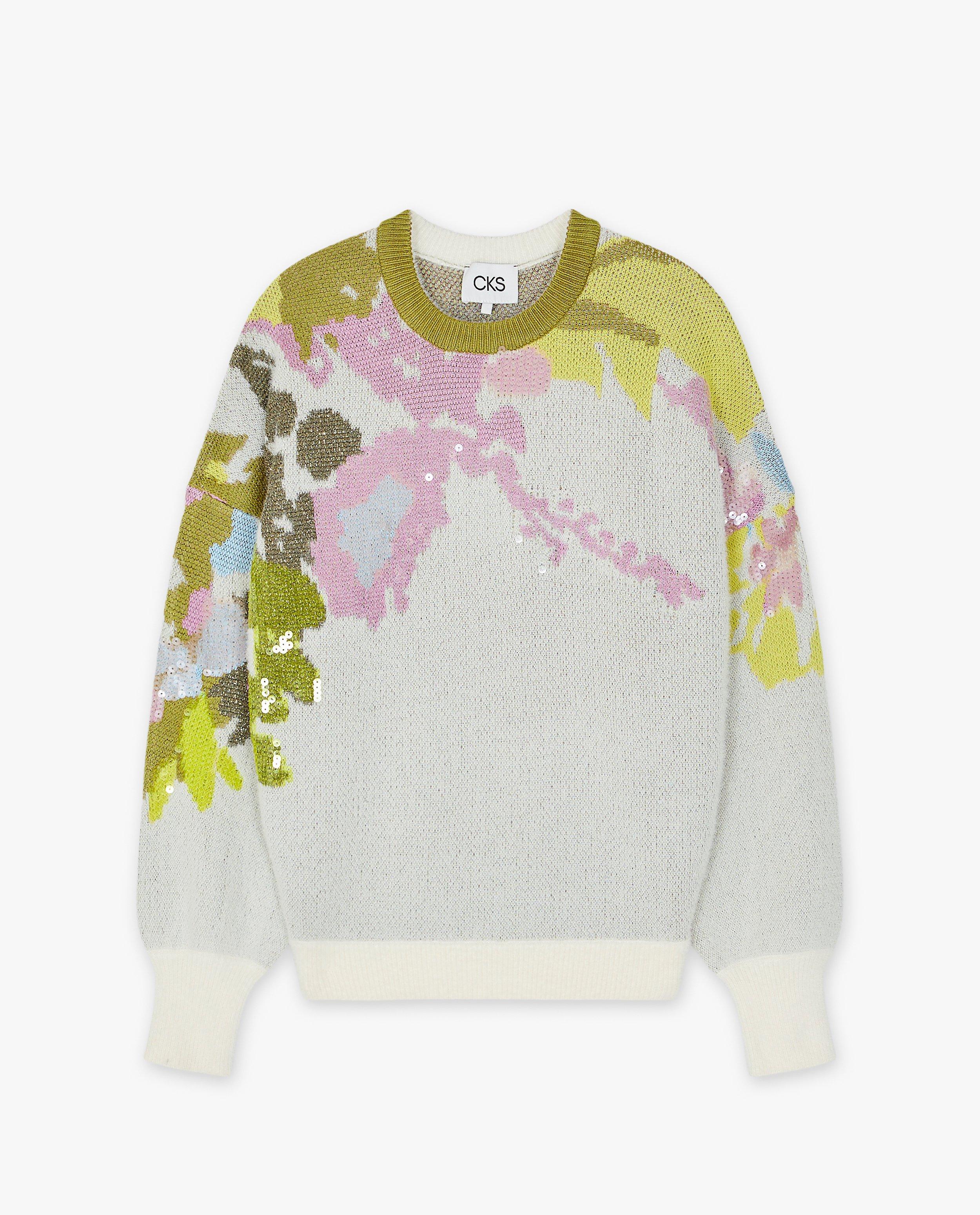 Truien - Fluffy trui met bloemenpatroon