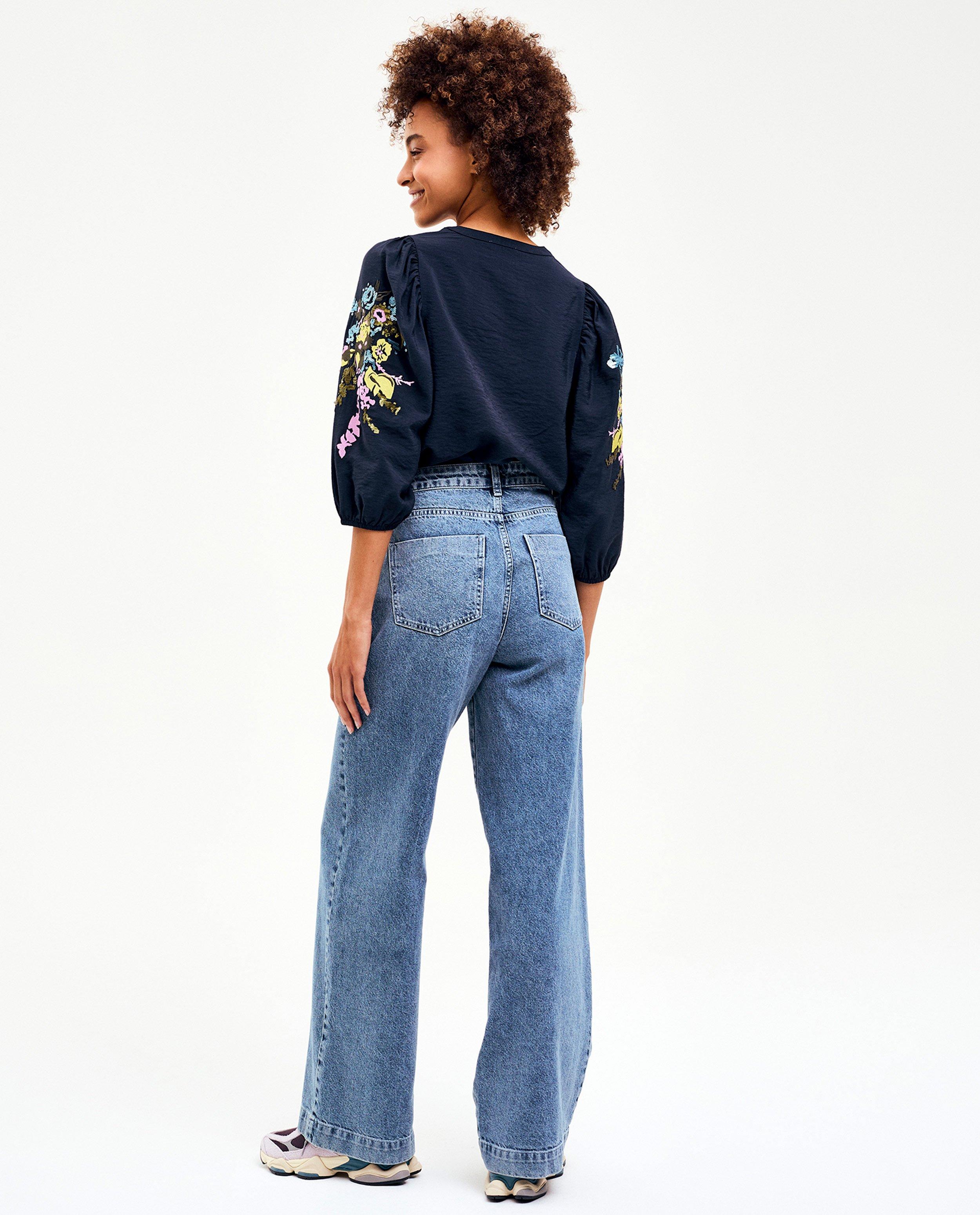 Hemden - Blouse met geborduurde bloemen