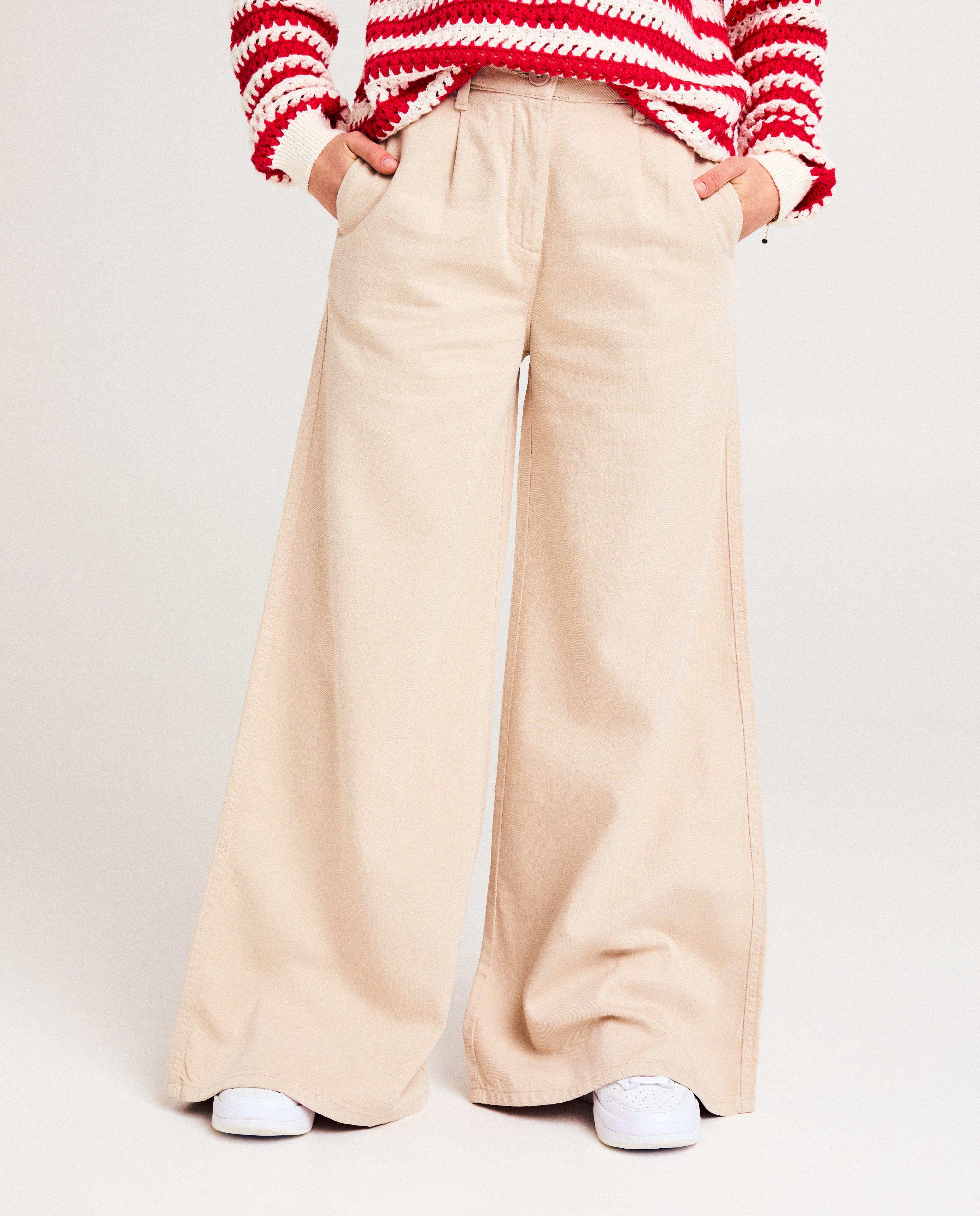 Broeken - Beige broek, extra wide fit