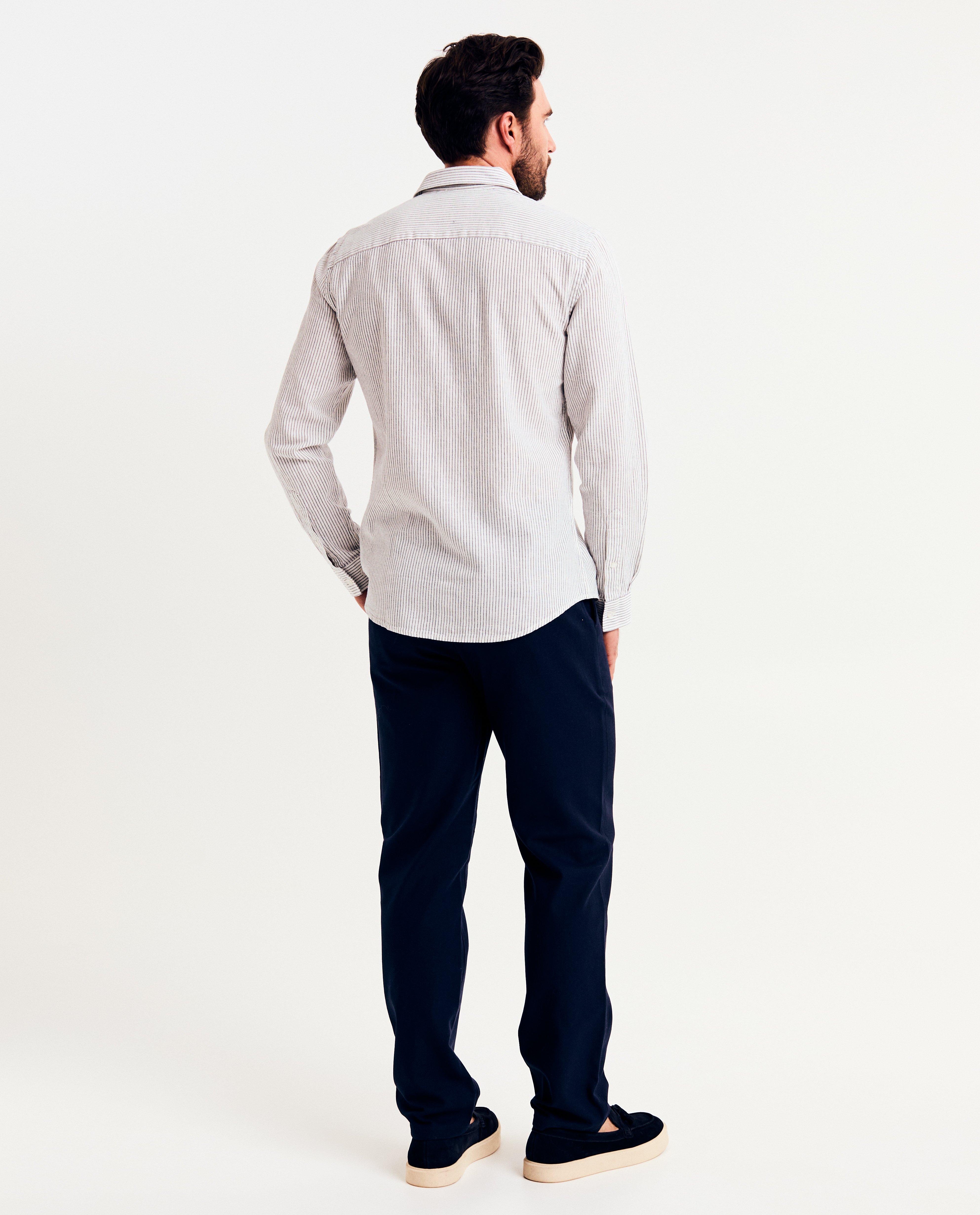 Hemden - Gestreept hemd met linnen, slim fit