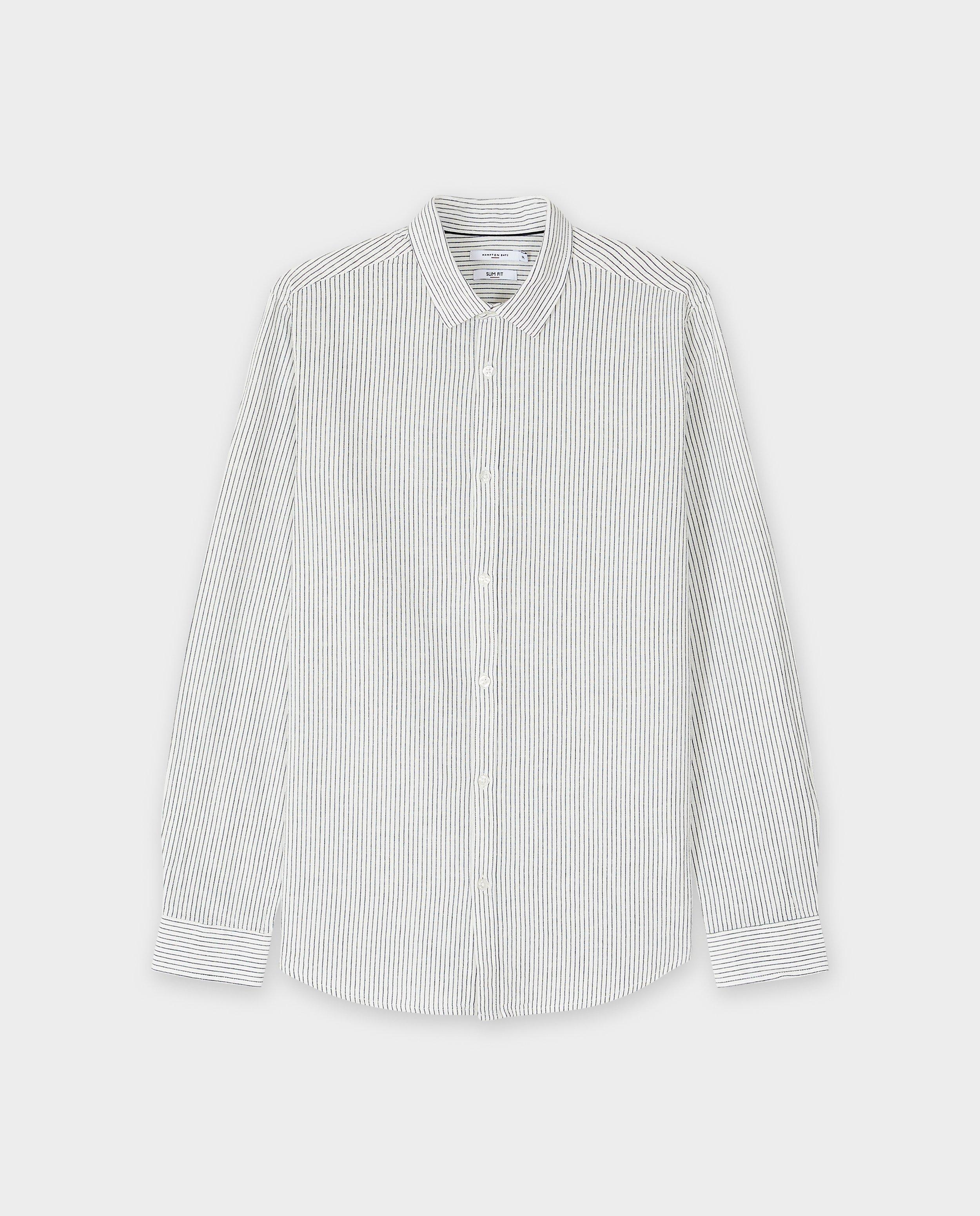 Hemden - Gestreept hemd met linnen, slim fit