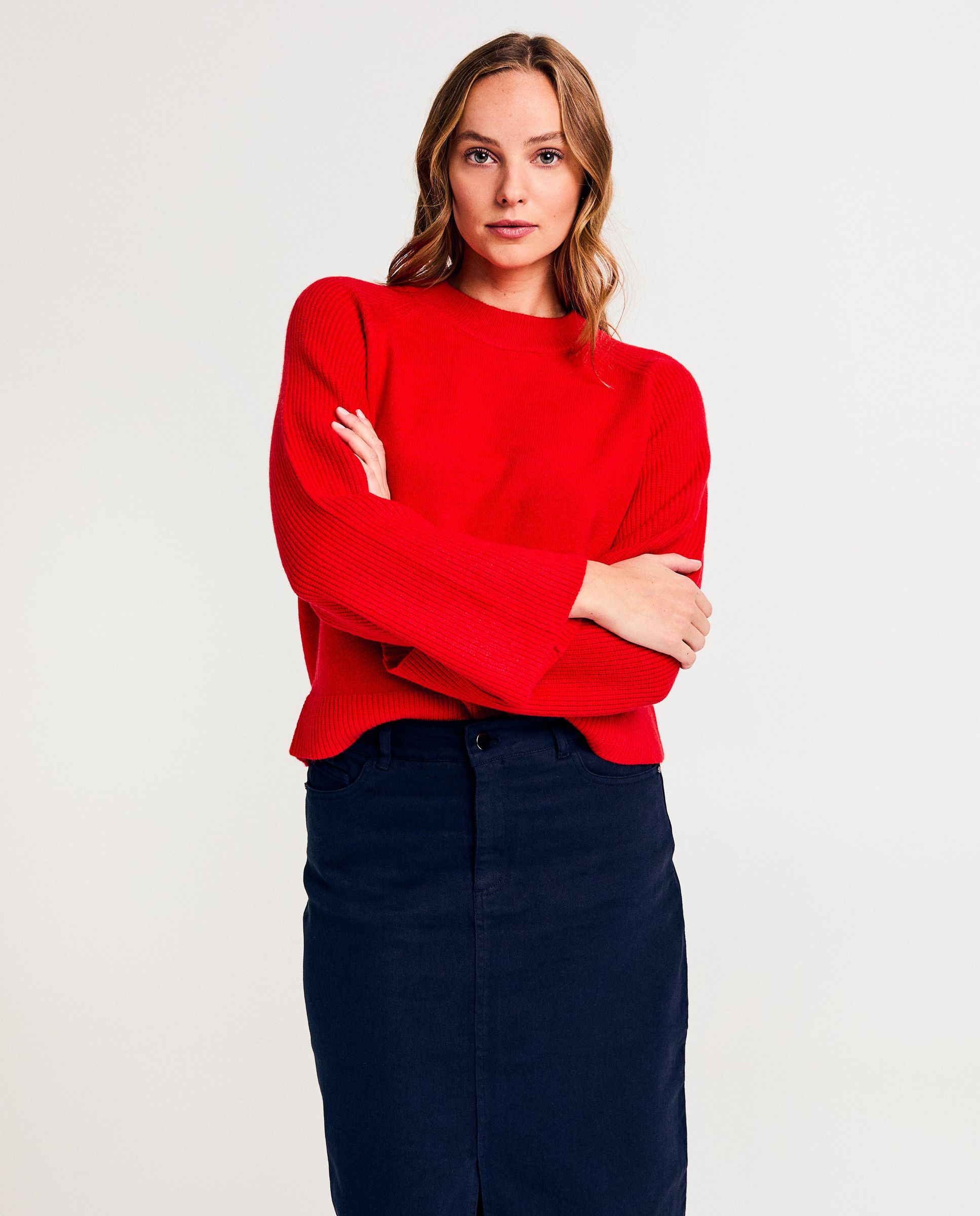 Pull Jennyfer Rouge - Taille S - Manches Longues - Polyester Doux - Occasion Très Bon état