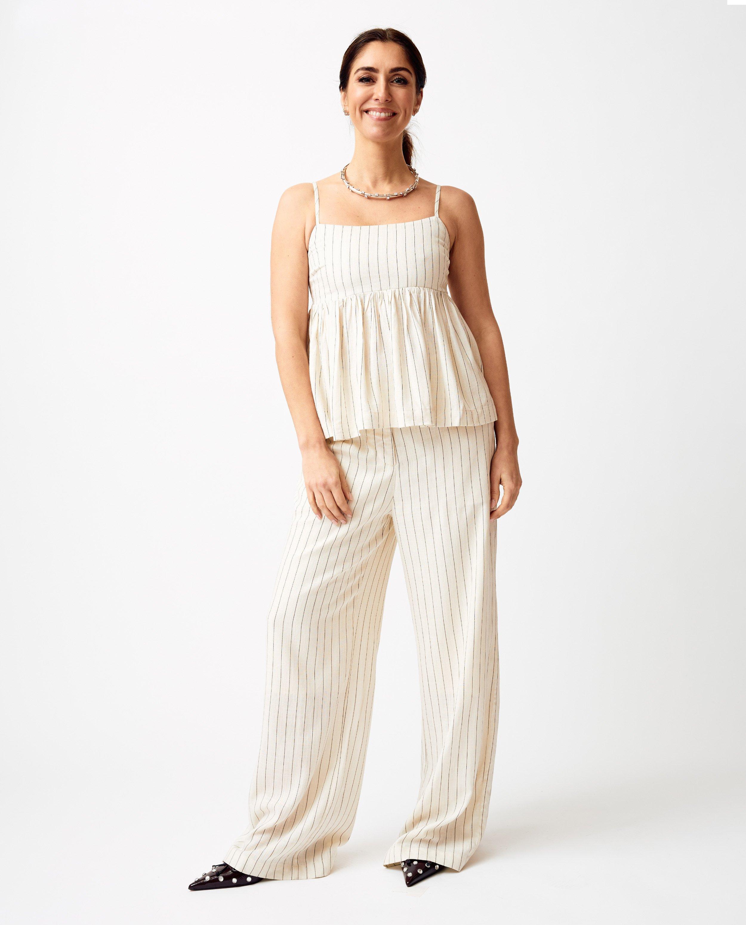 Pantalons - Pantalon rayé en lin