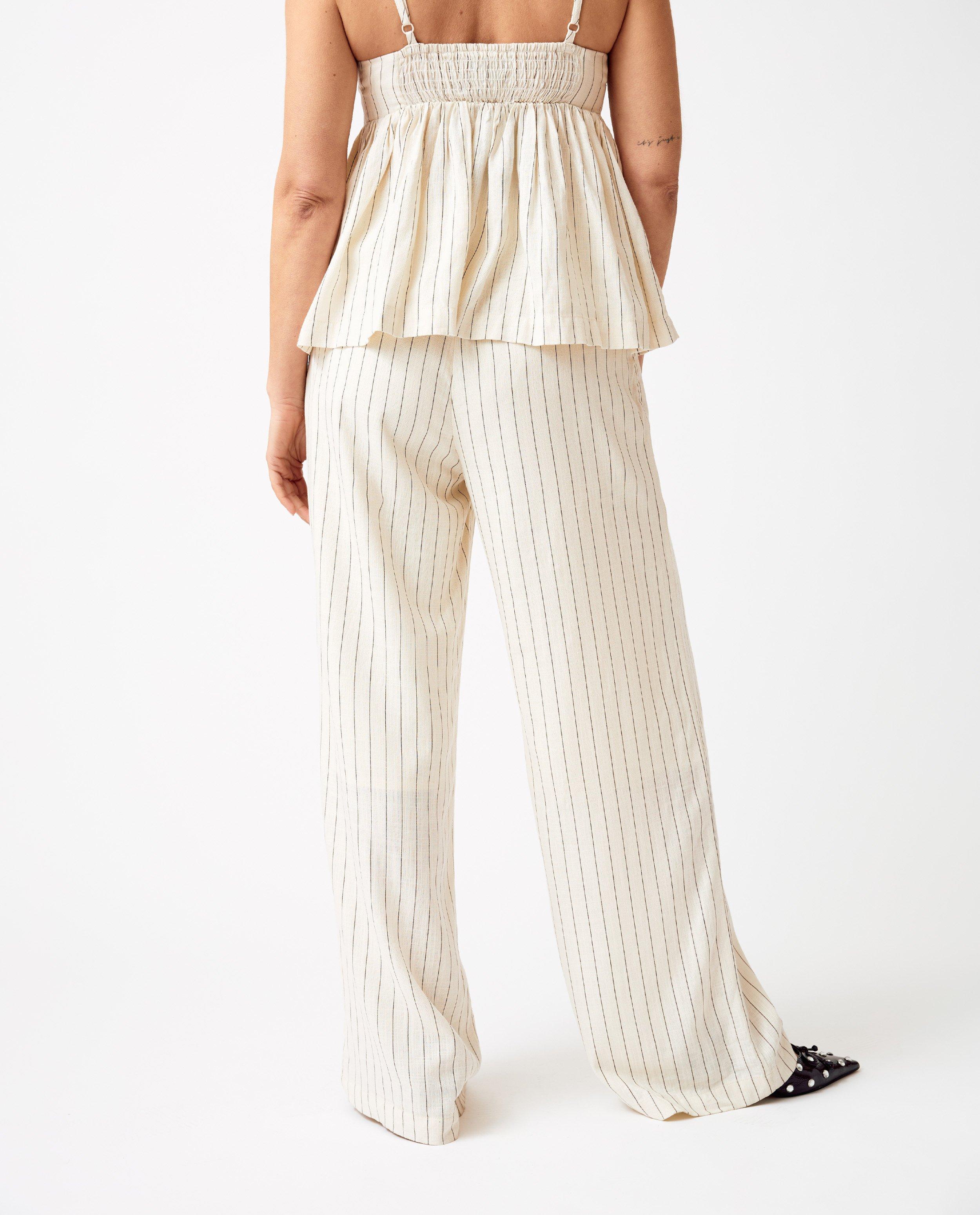 Pantalons - Pantalon rayé en lin
