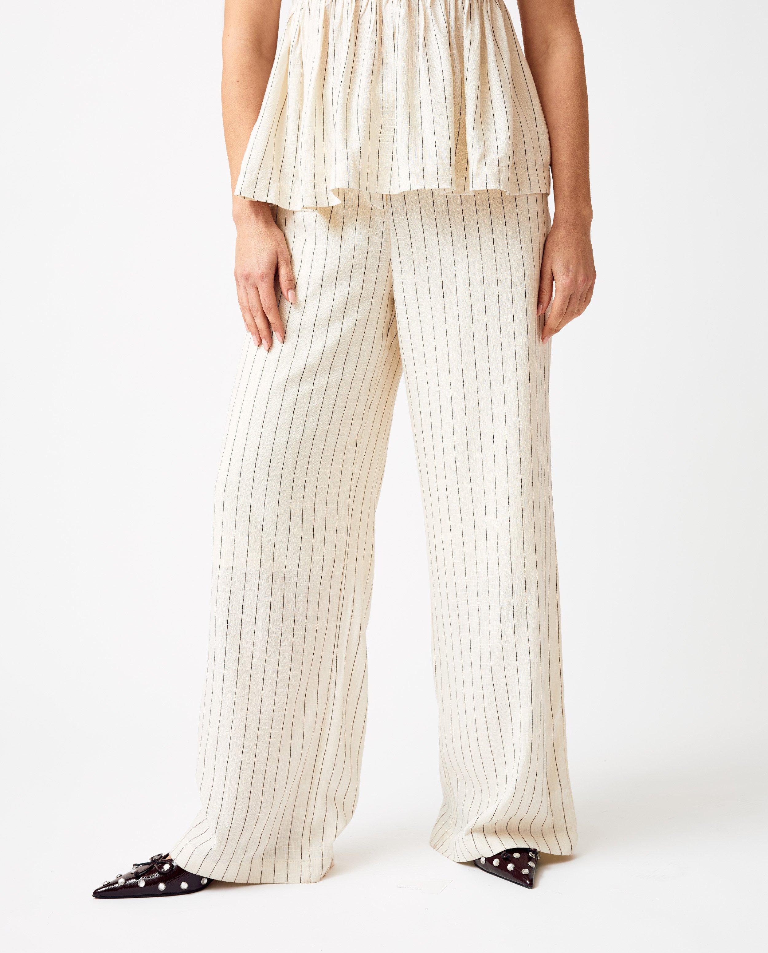 Broeken - Gestreepte broek met linnen