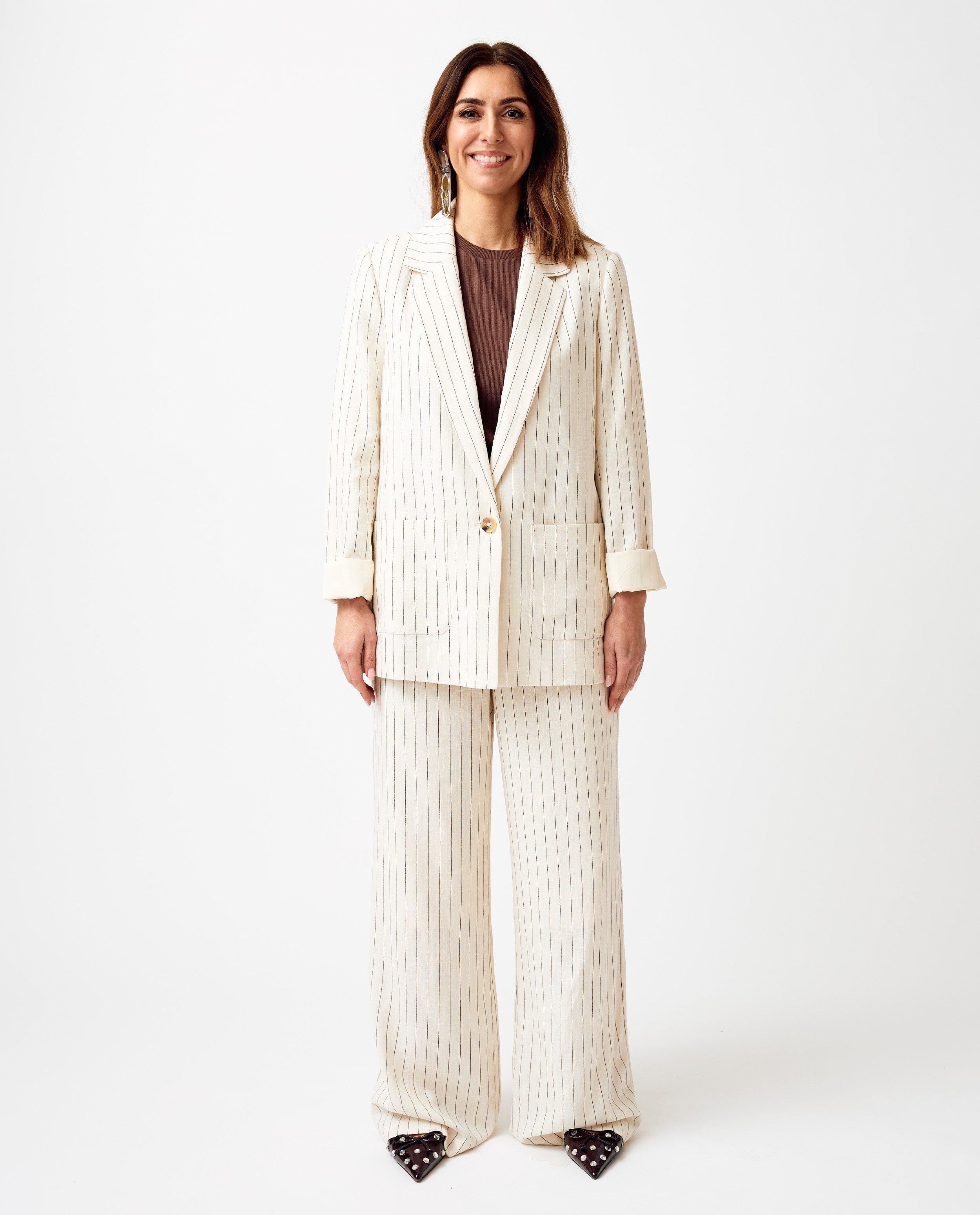 Blazers - Gestreepte blazer met linnen