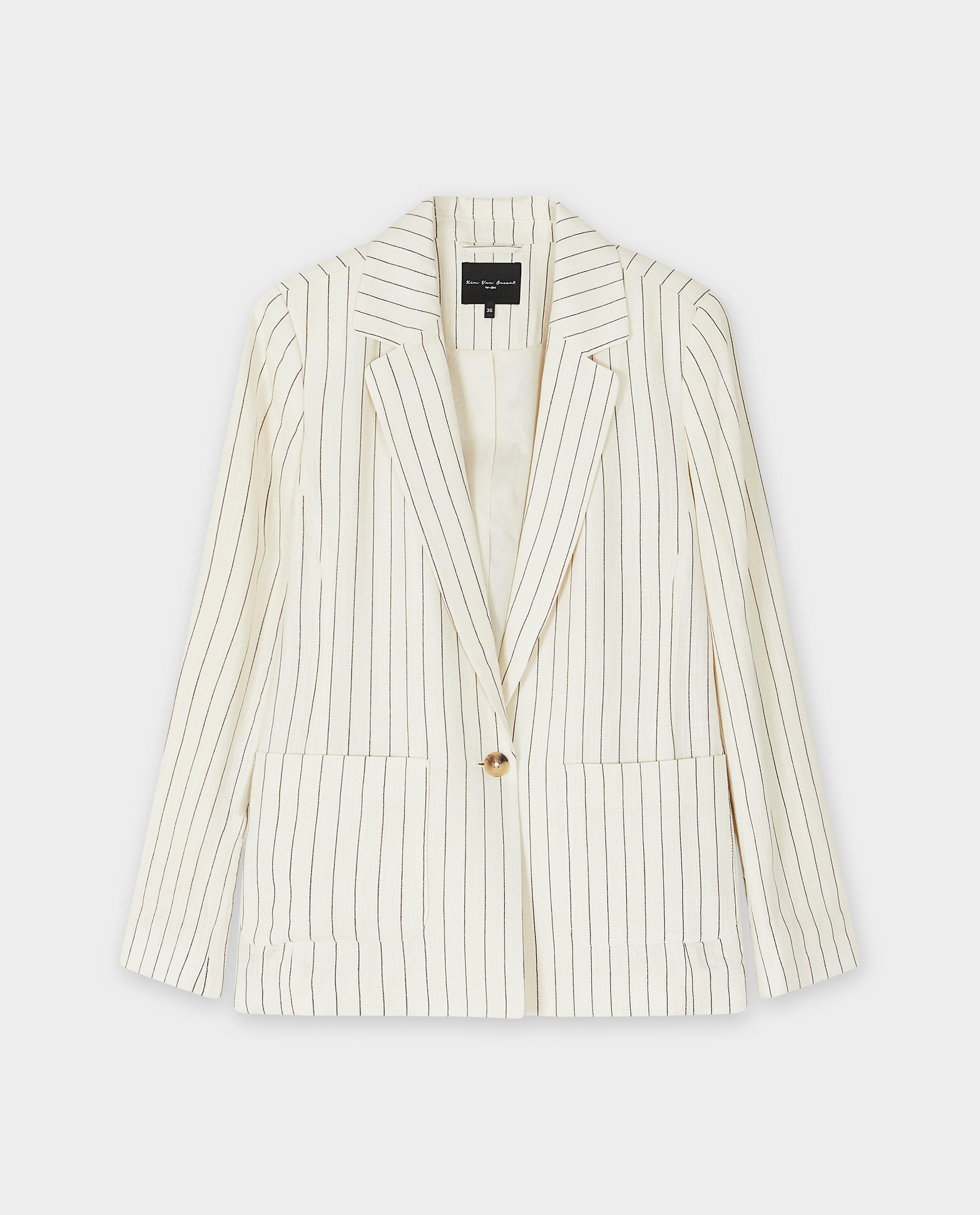 Blazers - Gestreepte blazer met linnen