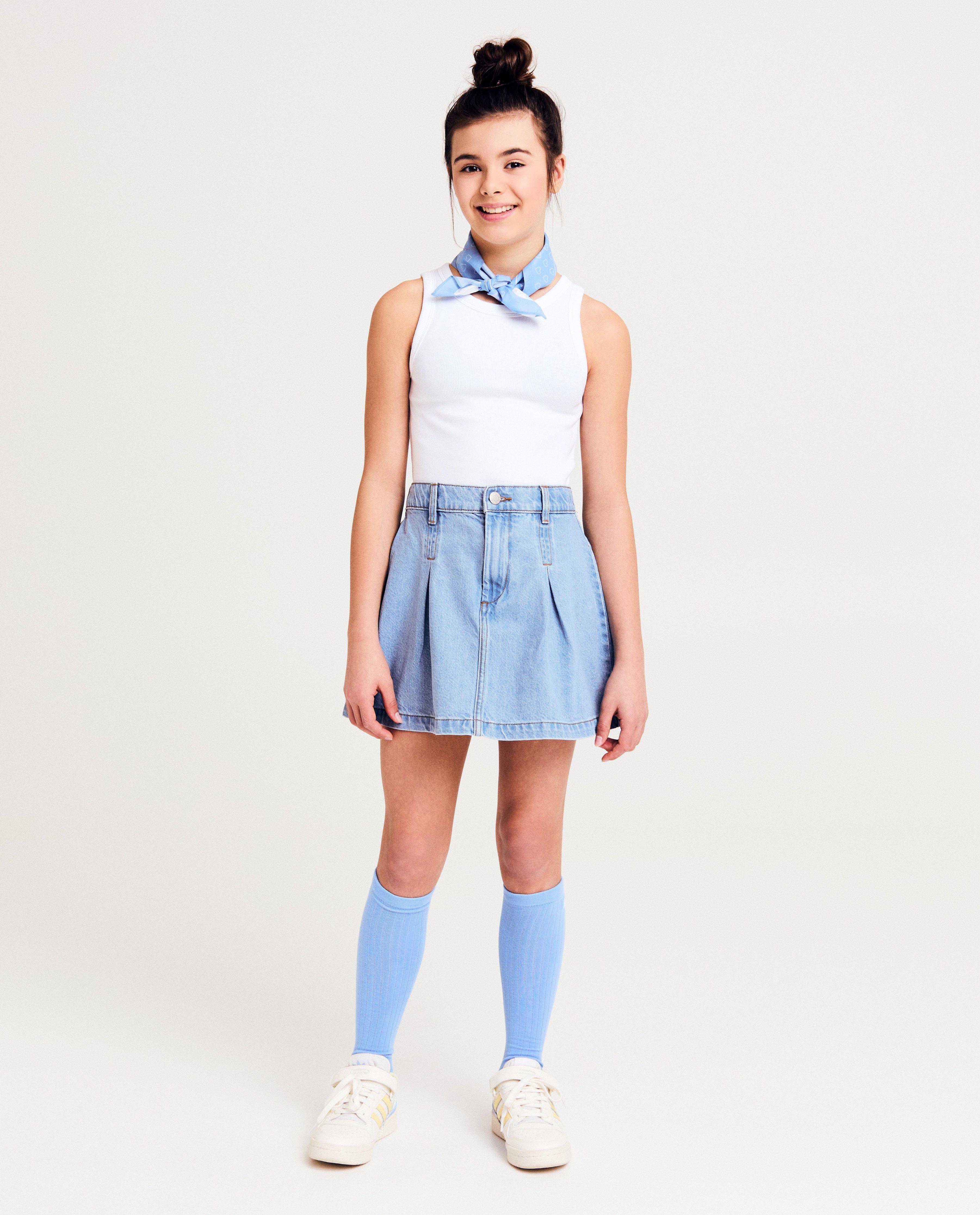 Blauwe jeansrok met plooien - null - Fish & Chips