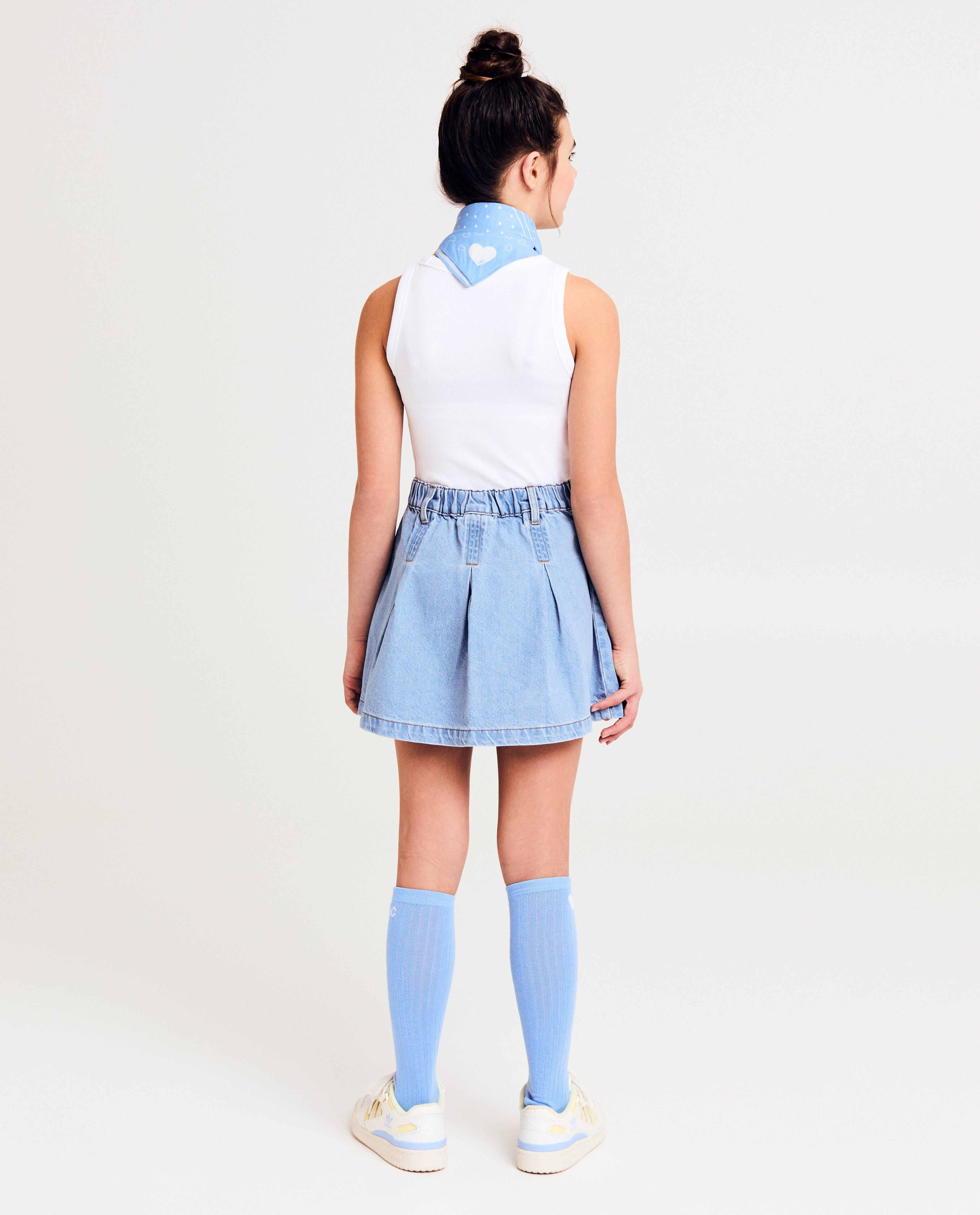 Rokken - Blauwe jeansrok met plooien